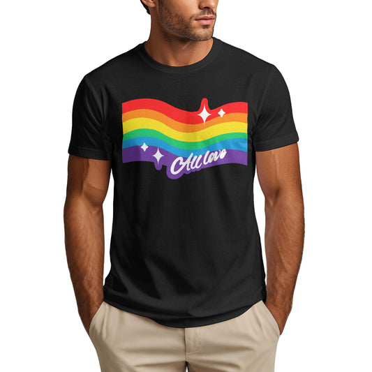 Rainbow Flag Short Sleeve Cotton T-Shirt For Men