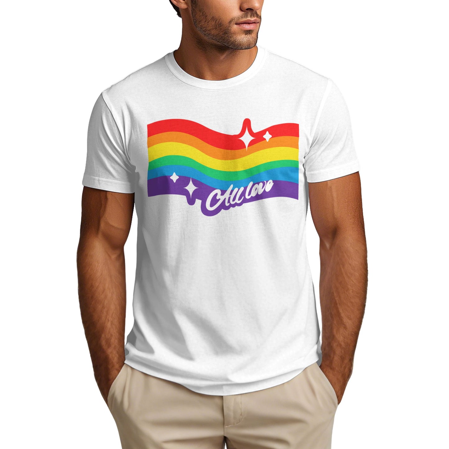 Rainbow Flag Short Sleeve Cotton T-Shirt For Men