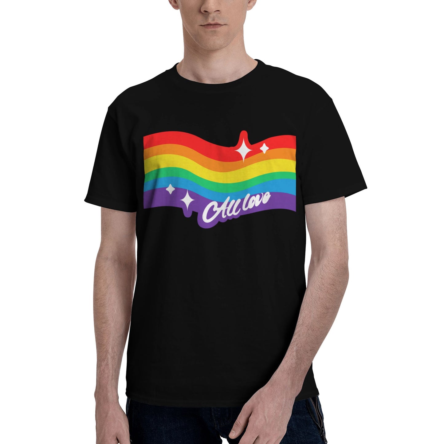 Rainbow Flag Short Sleeve Cotton T-Shirt For Men