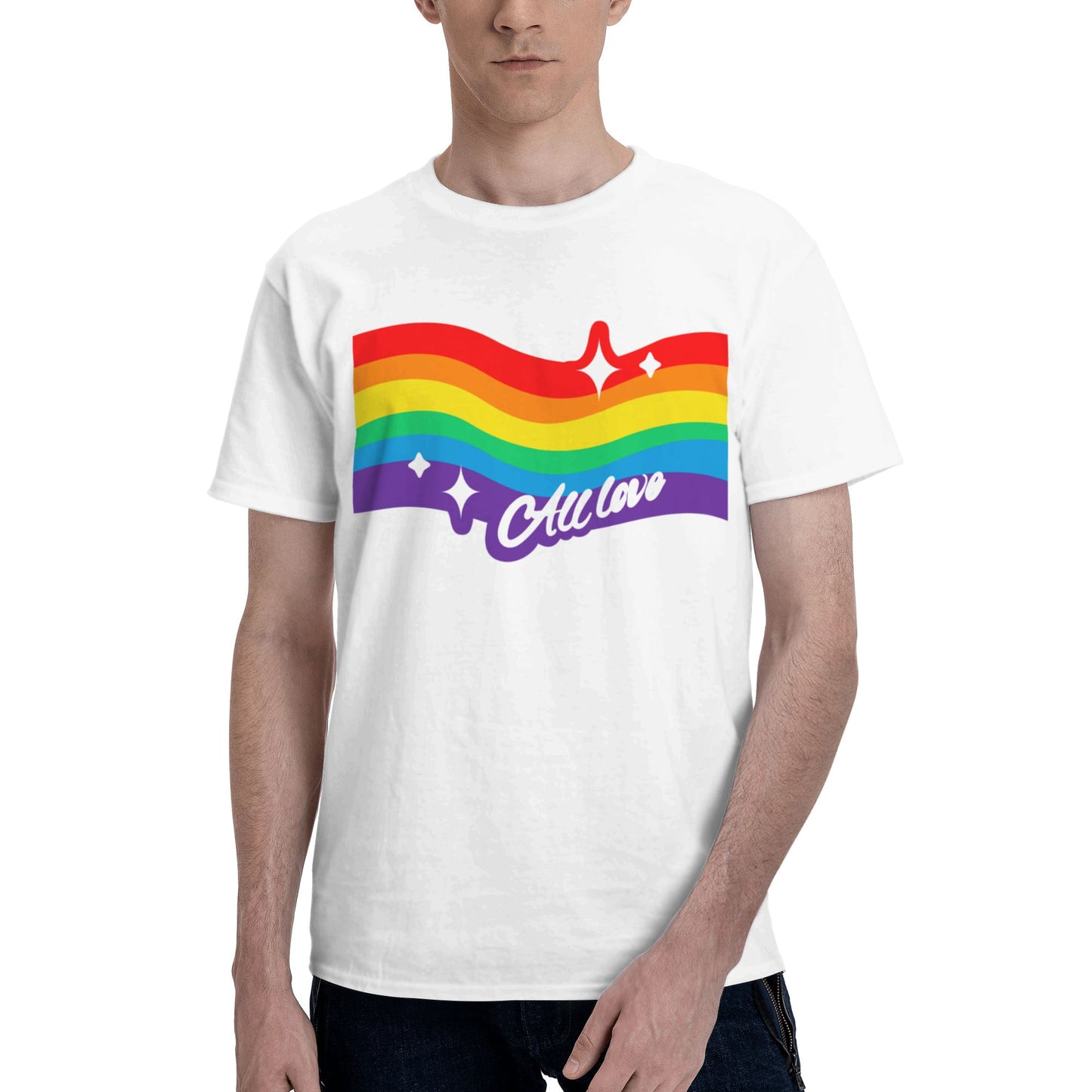 Rainbow Flag Short Sleeve Cotton T-Shirt For Men