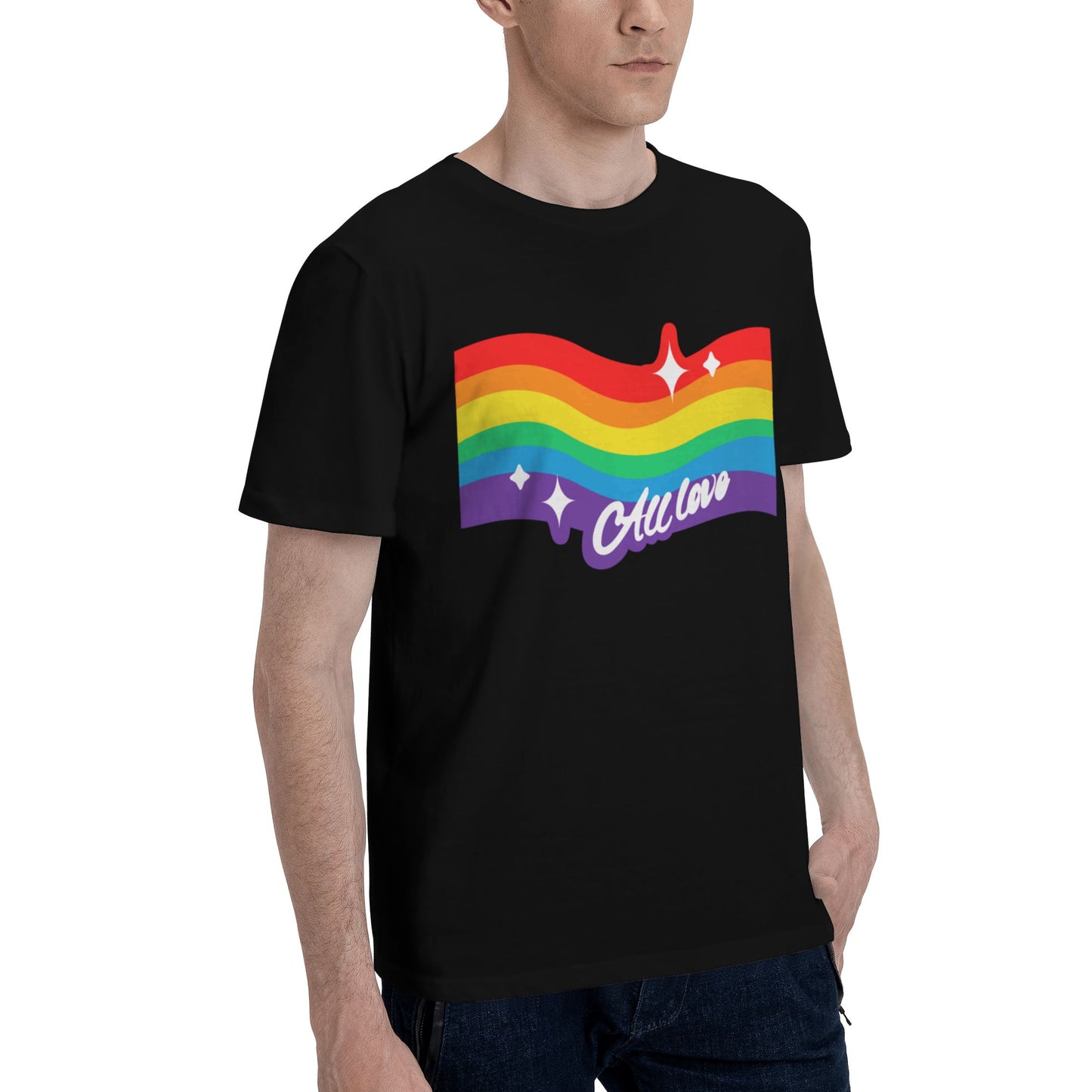 Rainbow Flag Short Sleeve Cotton T-Shirt For Men
