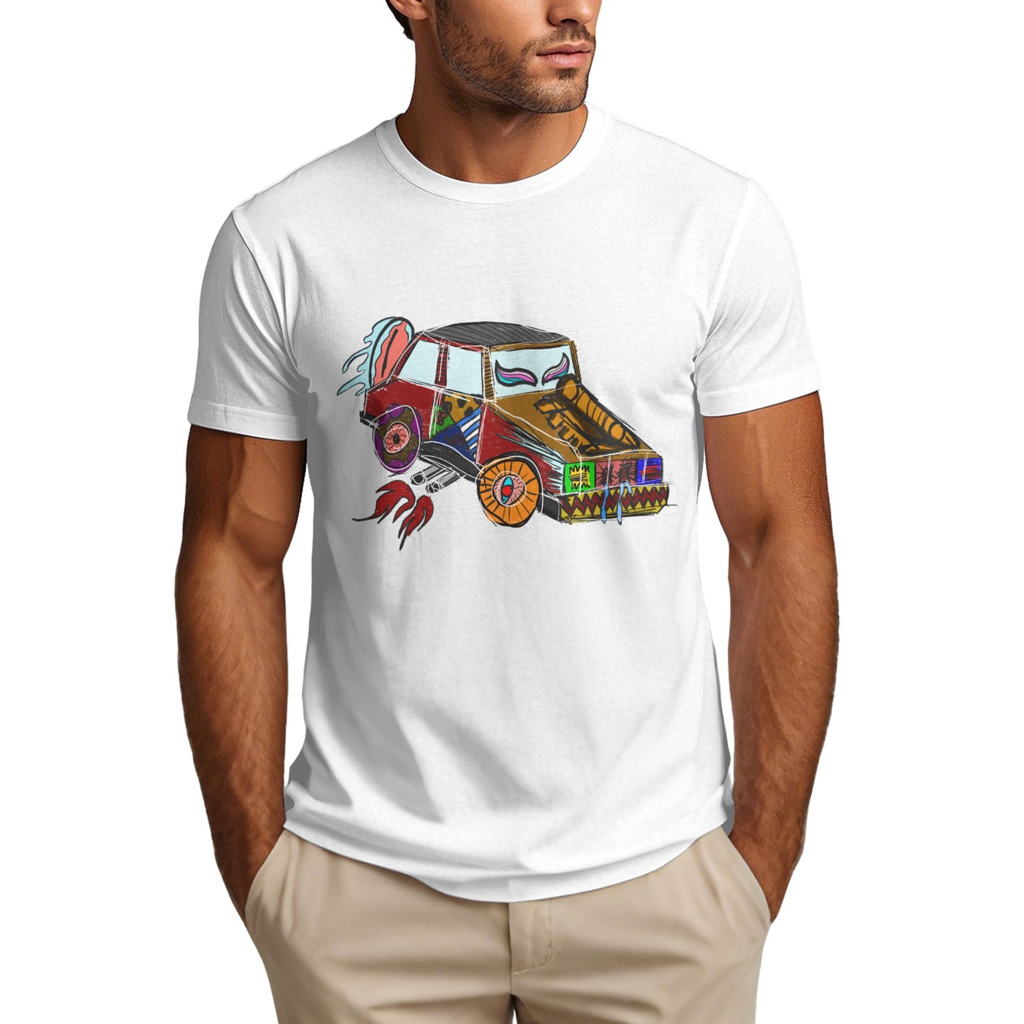 Doodle Car Men's Short Sleeve Cotton T-Shirt