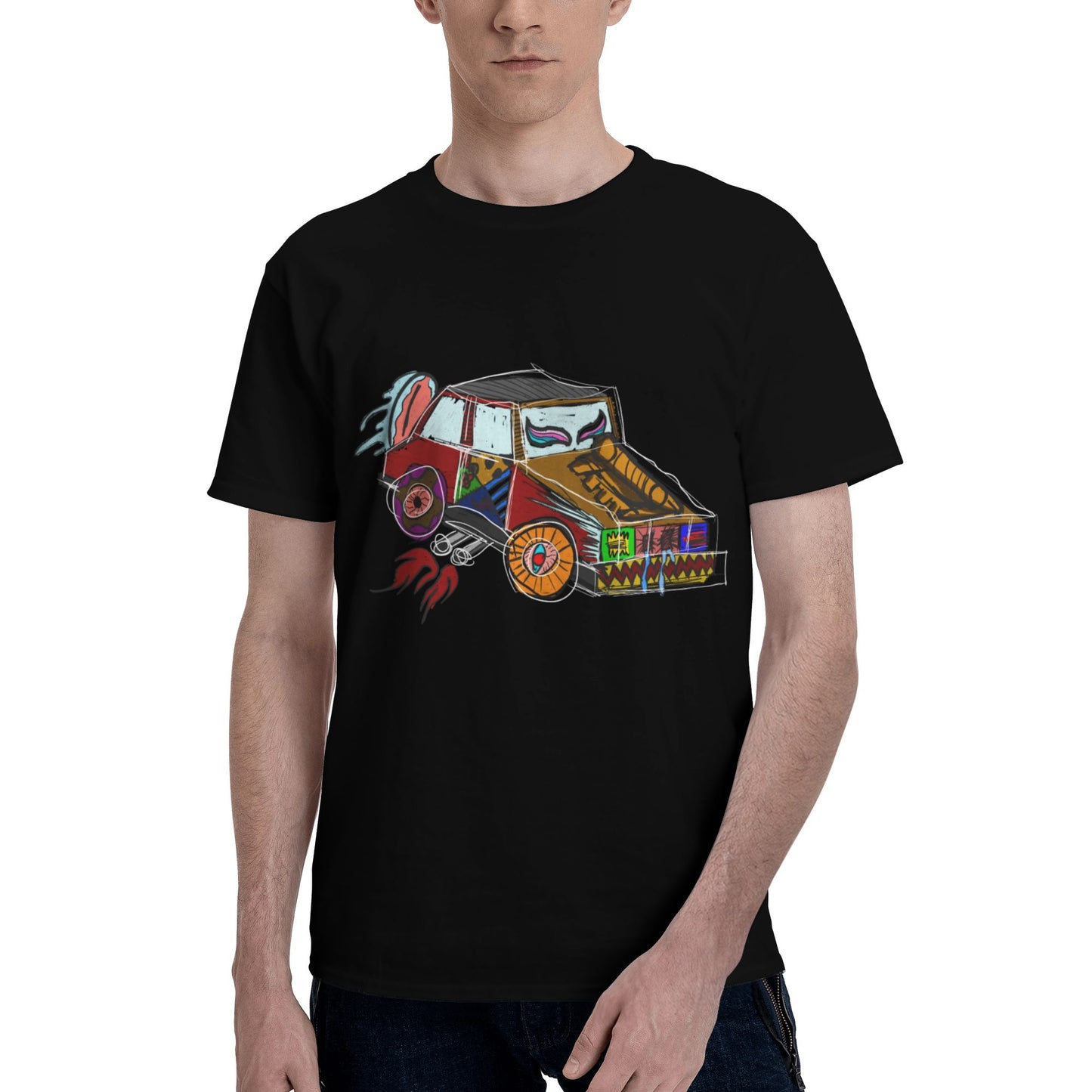 Doodle Car Men's Short Sleeve Cotton T-Shirt