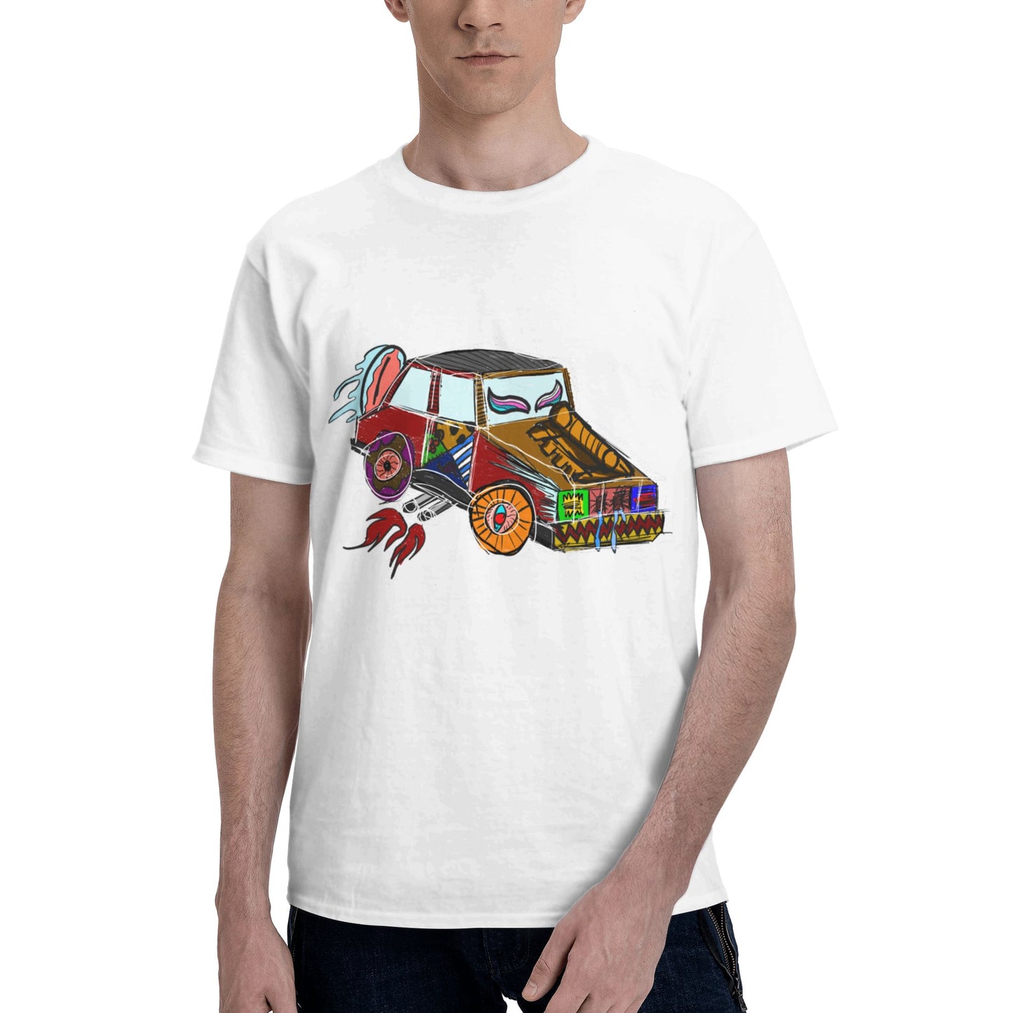 Doodle Car Men's Short Sleeve Cotton T-Shirt