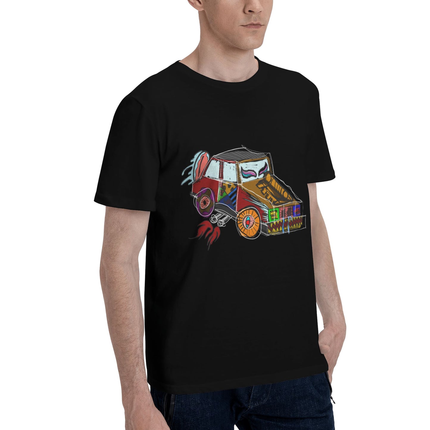 Doodle Car Men's Short Sleeve Cotton T-Shirt