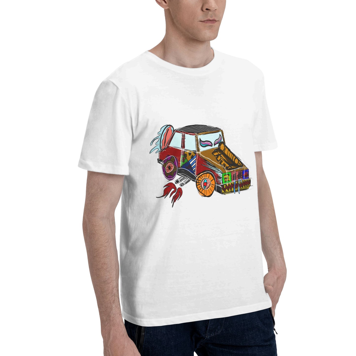 Doodle Car Men's Short Sleeve Cotton T-Shirt