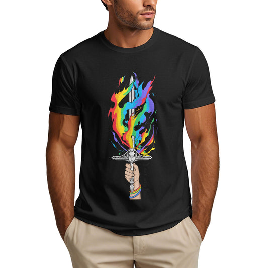 Flame Sword Men's Short Sleeve Cotton T-Shirt