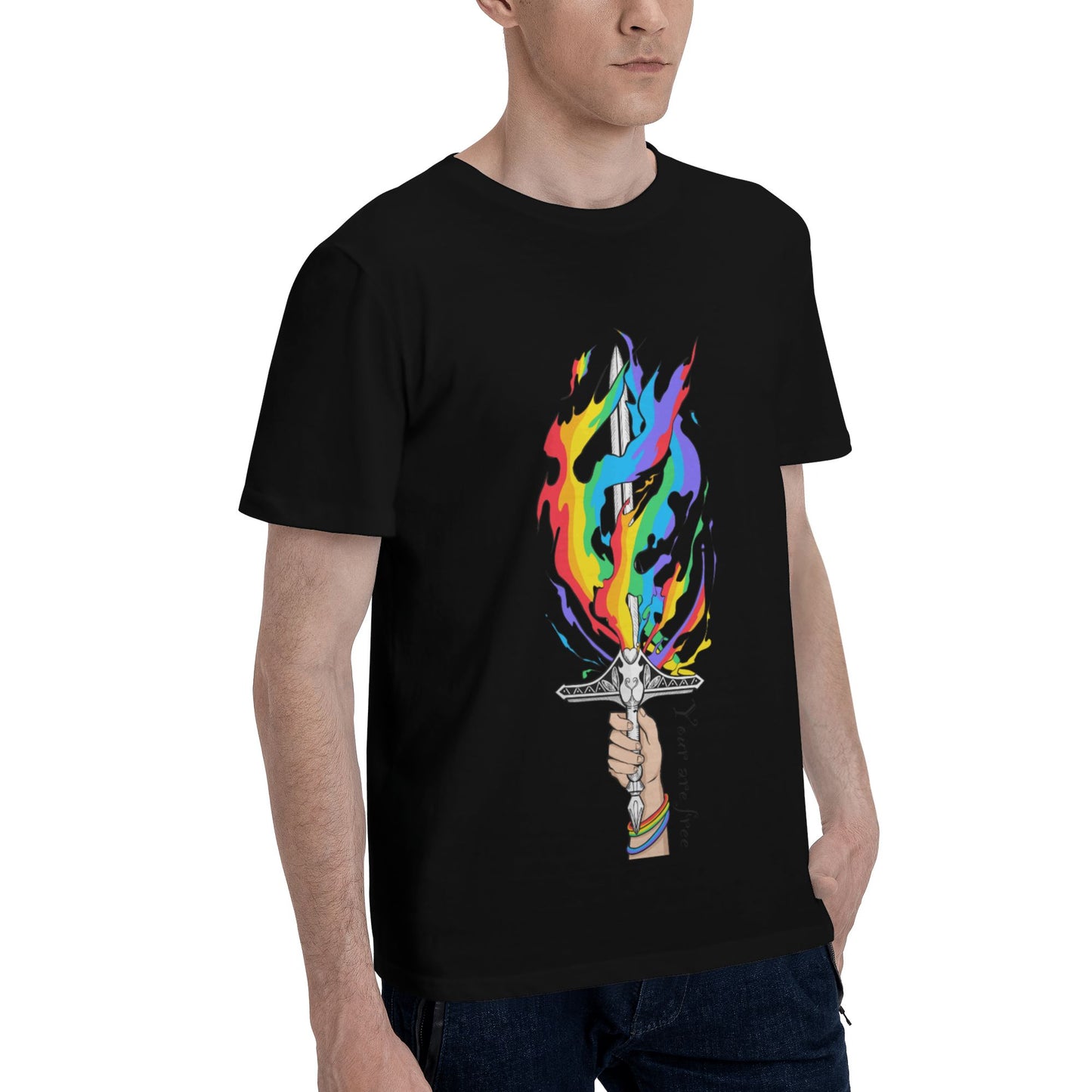 Flame Sword Men's Short Sleeve Cotton T-Shirt