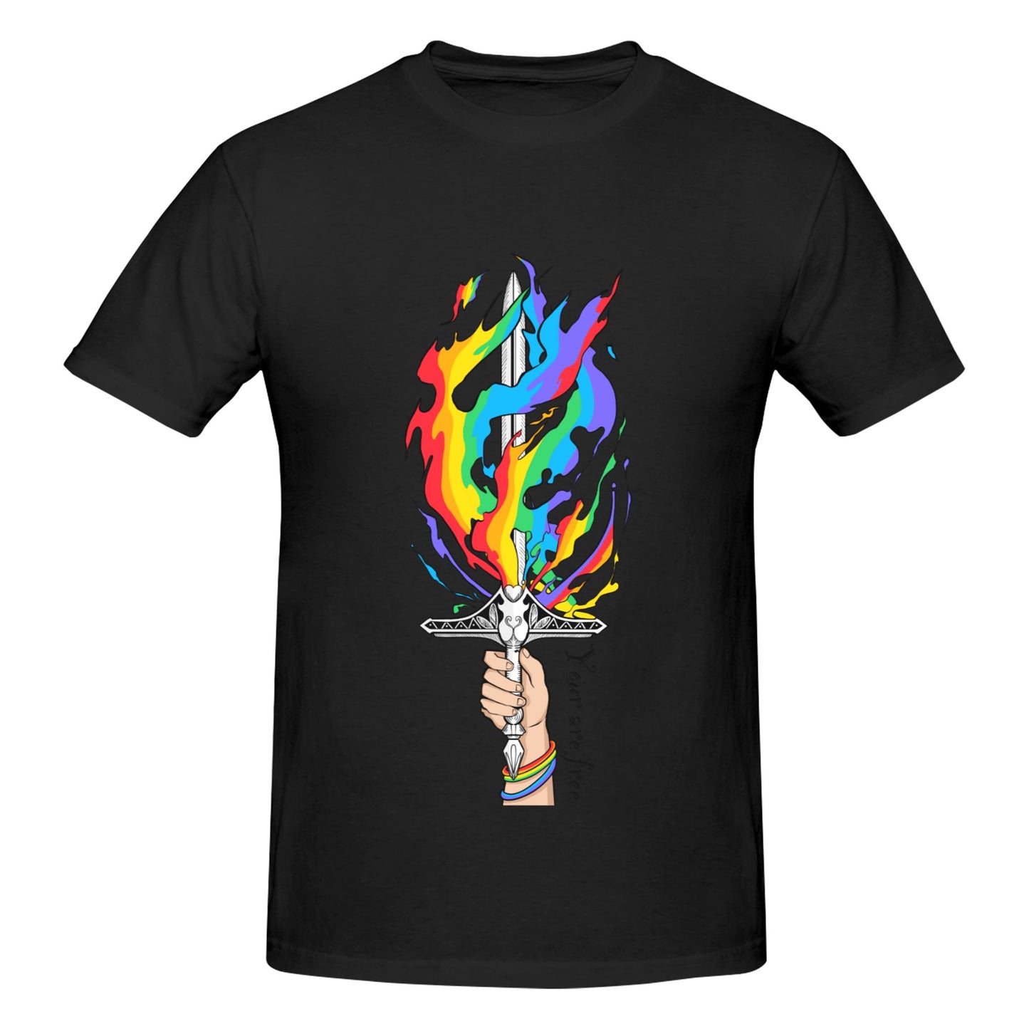 Flame Sword Men's Short Sleeve Cotton T-Shirt