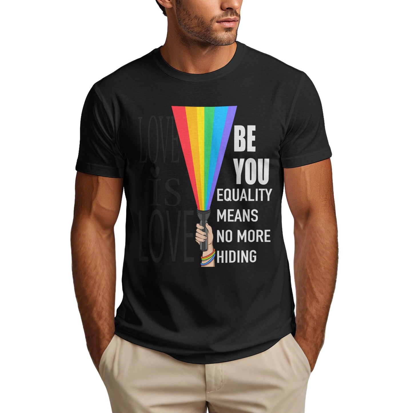 Rainbow Flashlight Short Sleeve Cotton T-Shirt For Men