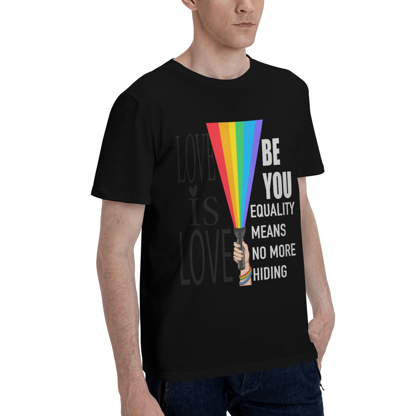 Rainbow Flashlight Short Sleeve Cotton T-Shirt For Men