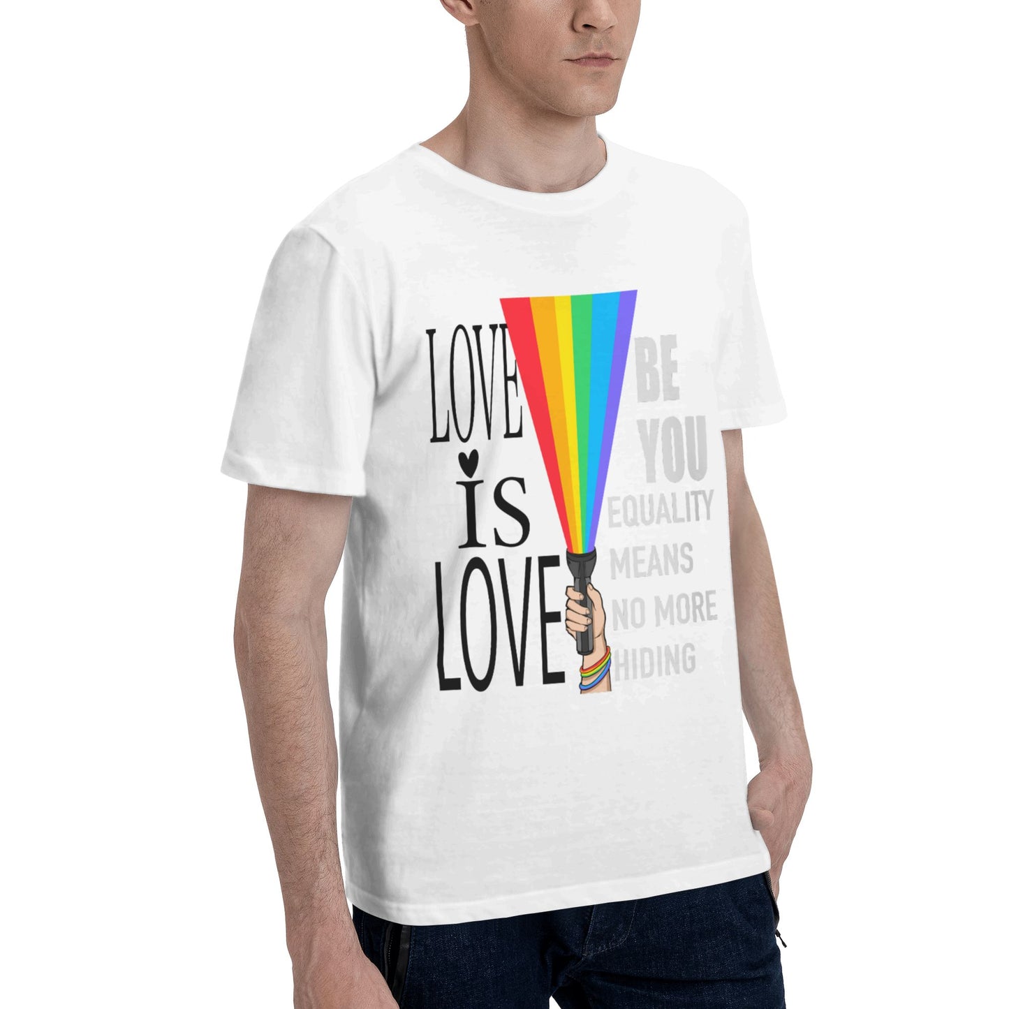 Rainbow Flashlight Short Sleeve Cotton T-Shirt For Men