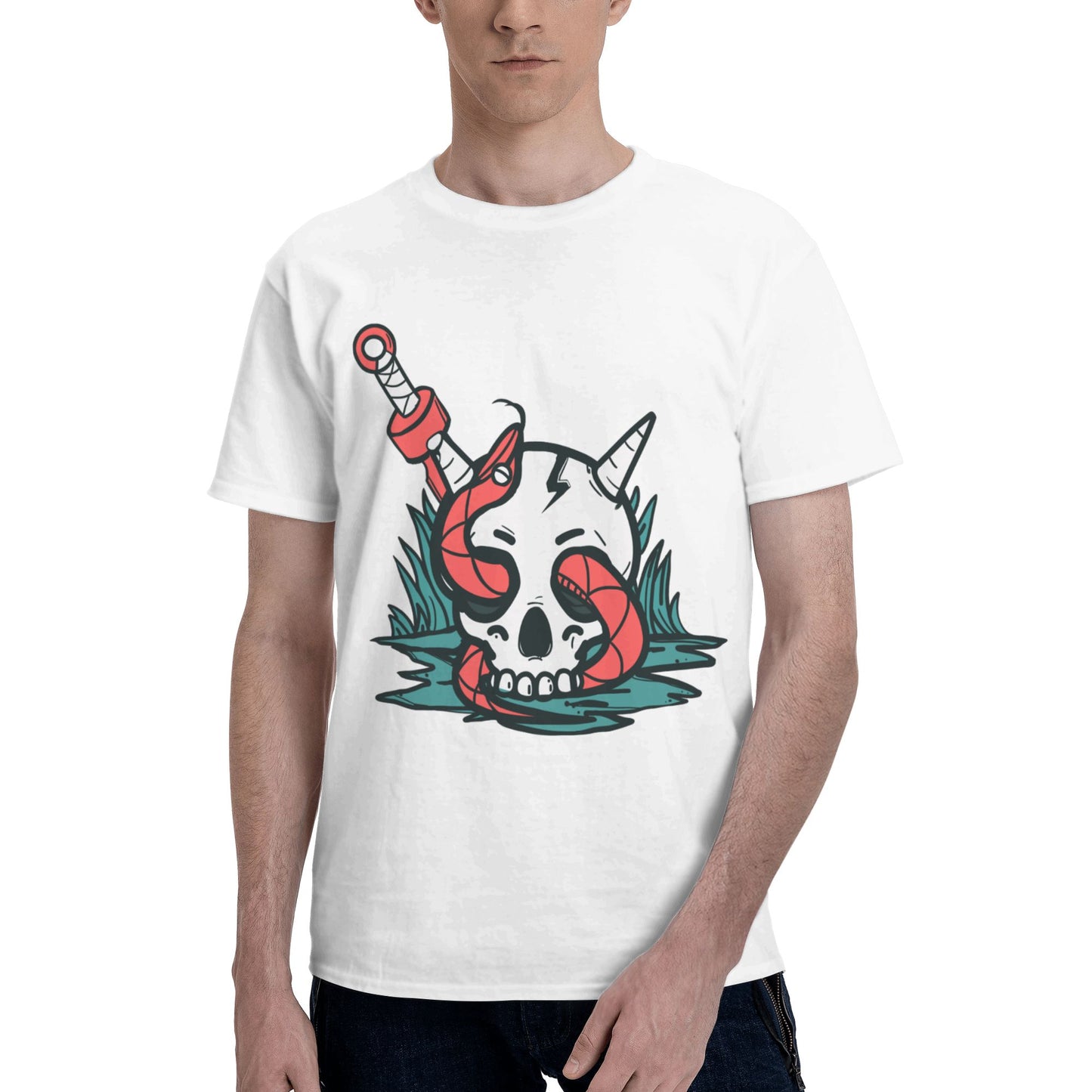 Skull Short Sleeve Cotton T-Shirt For Men