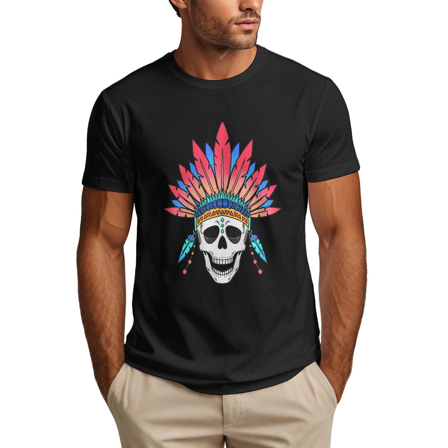 Skull Design Men's Short Sleeve Cotton T-Shirt