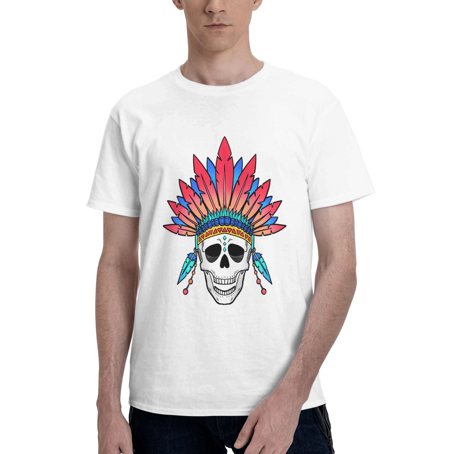 Skull Design Men's Short Sleeve Cotton T-Shirt