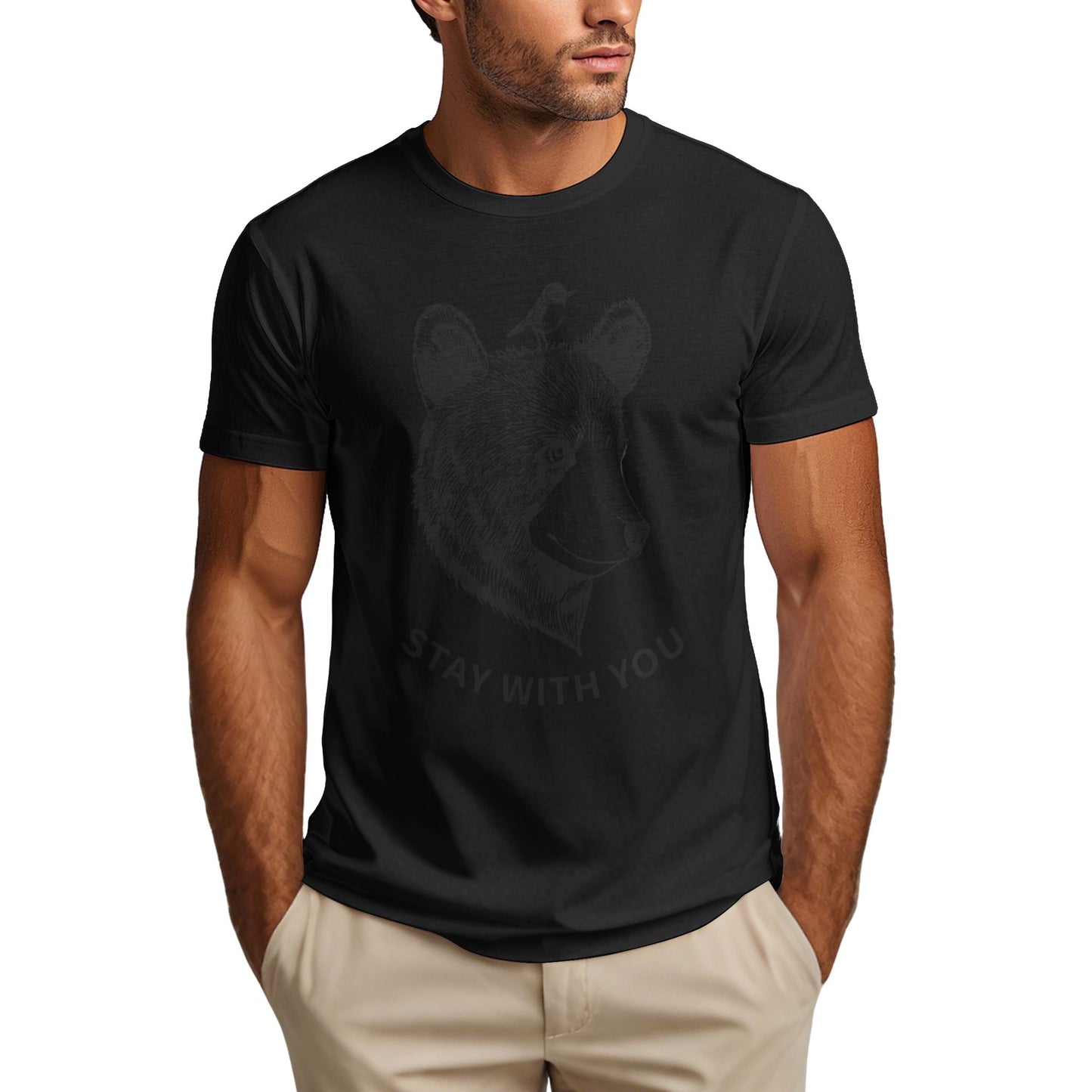 Brown Bear Men's Short Sleeve Cotton T-Shirt
