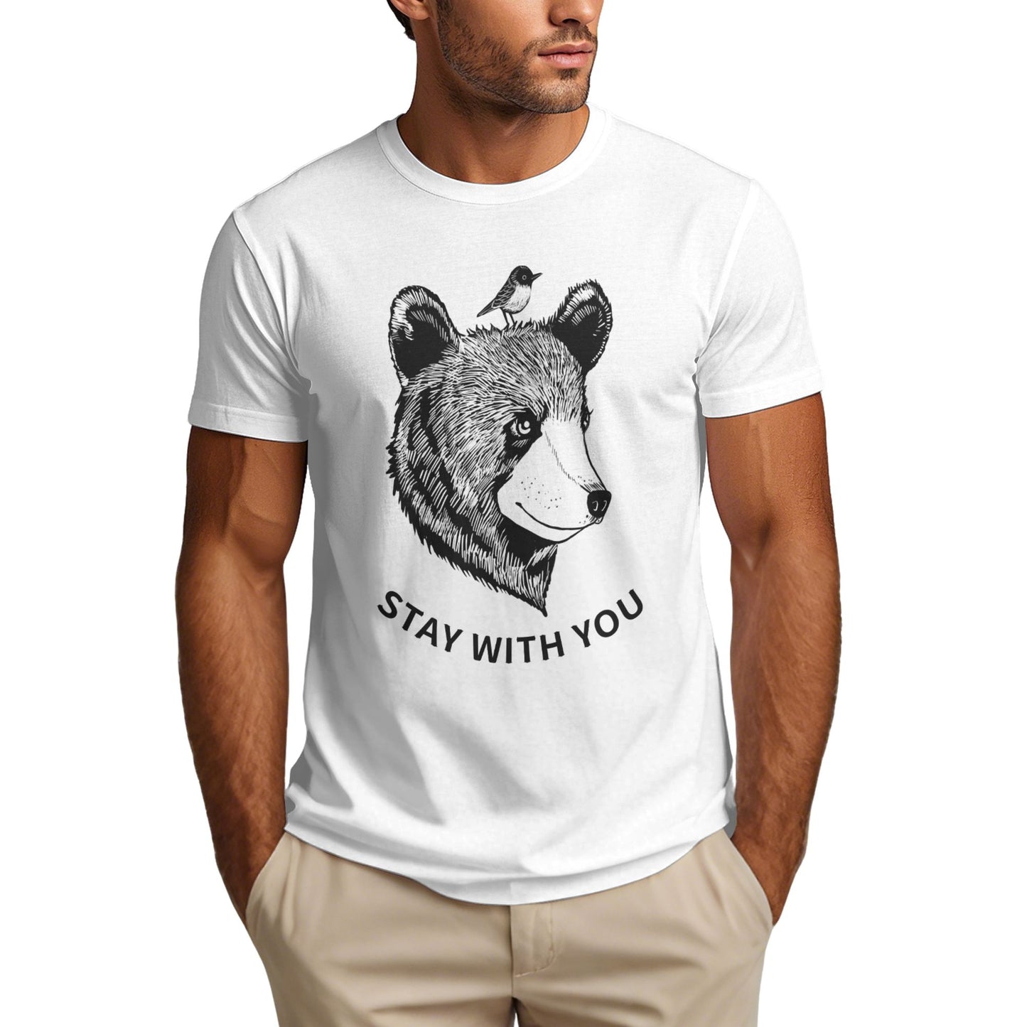 Brown Bear Men's Short Sleeve Cotton T-Shirt