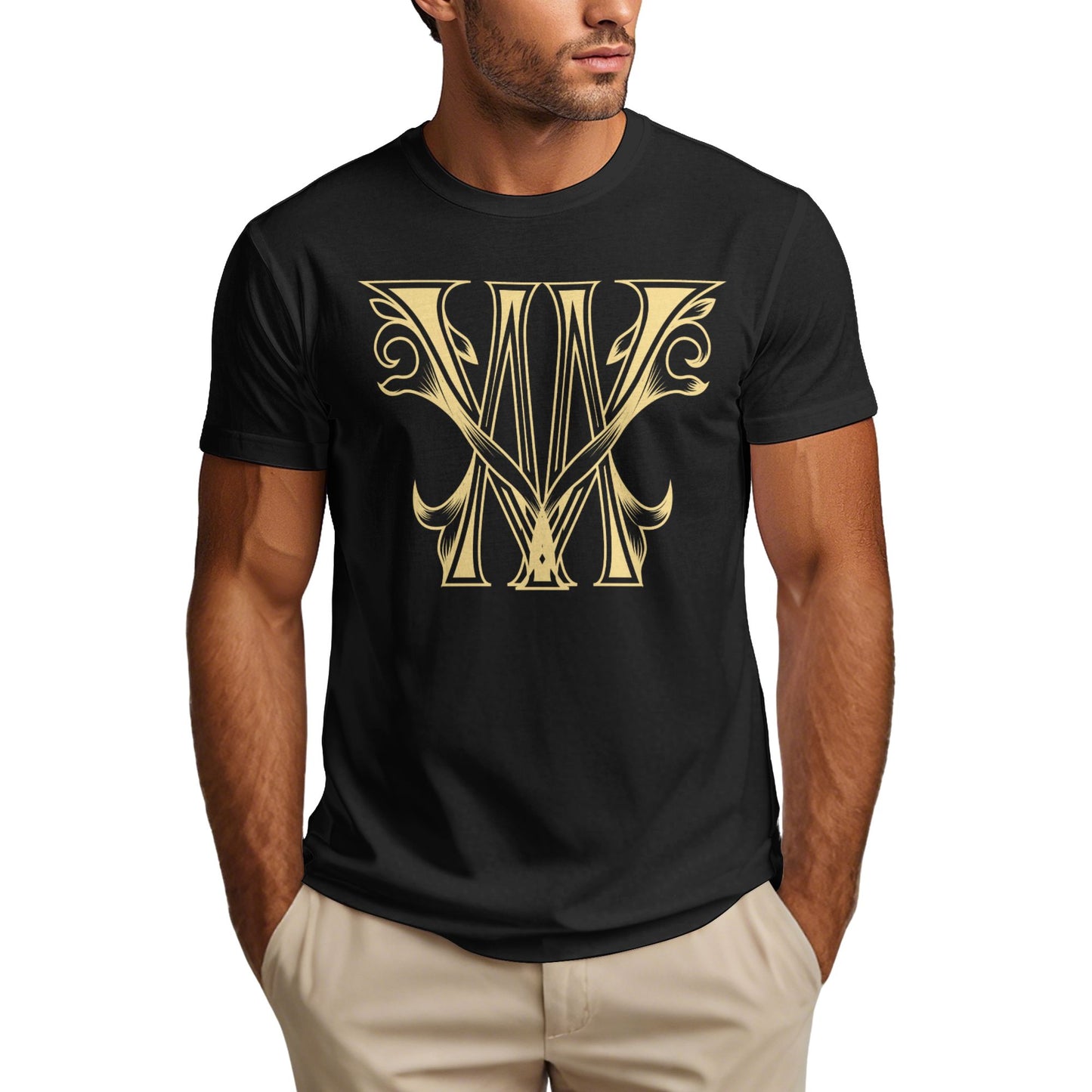 Typography Design Short Sleeve Cotton T-Shirt For Men