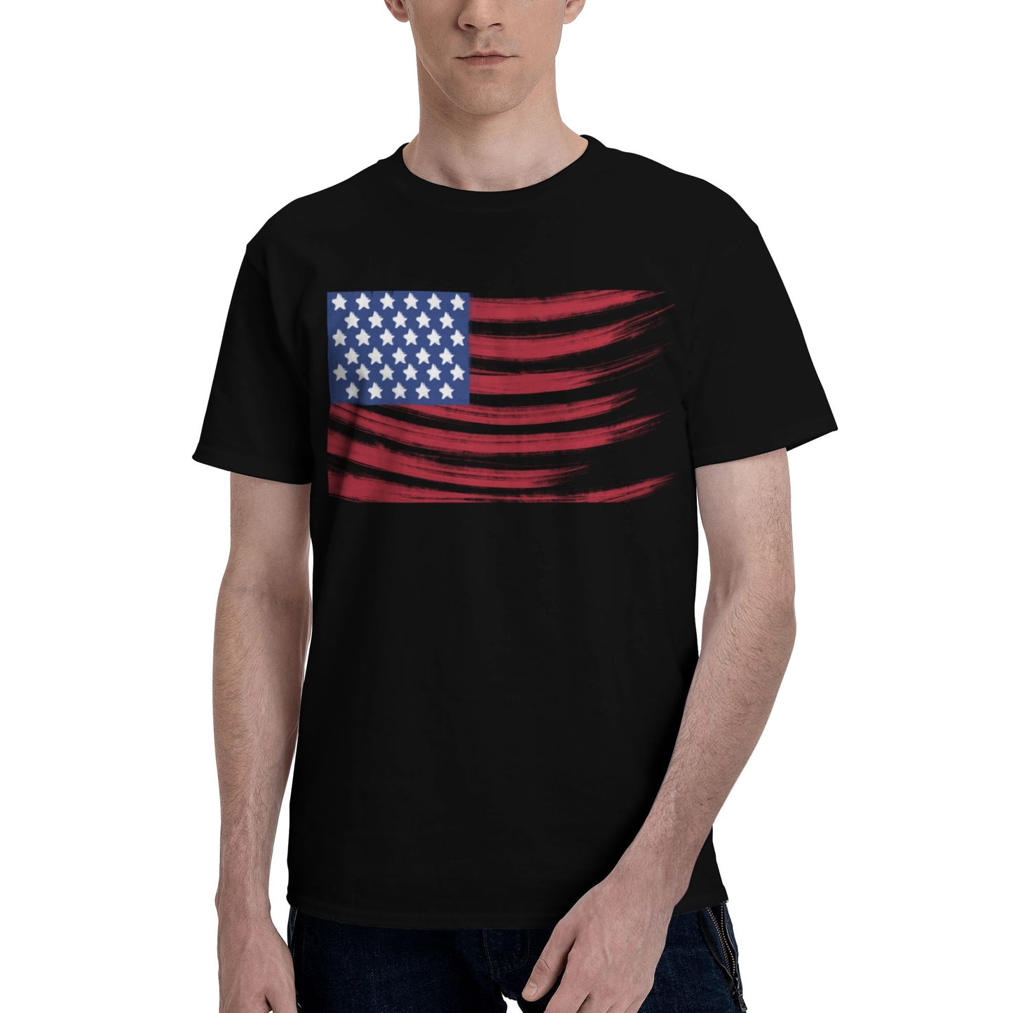 US Flag Short Sleeve Cotton T-Shirt For Men