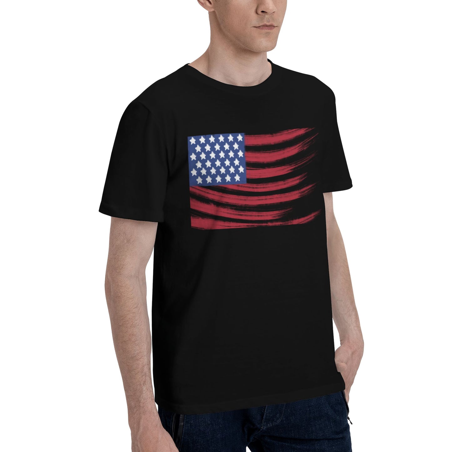US Flag Short Sleeve Cotton T-Shirt For Men