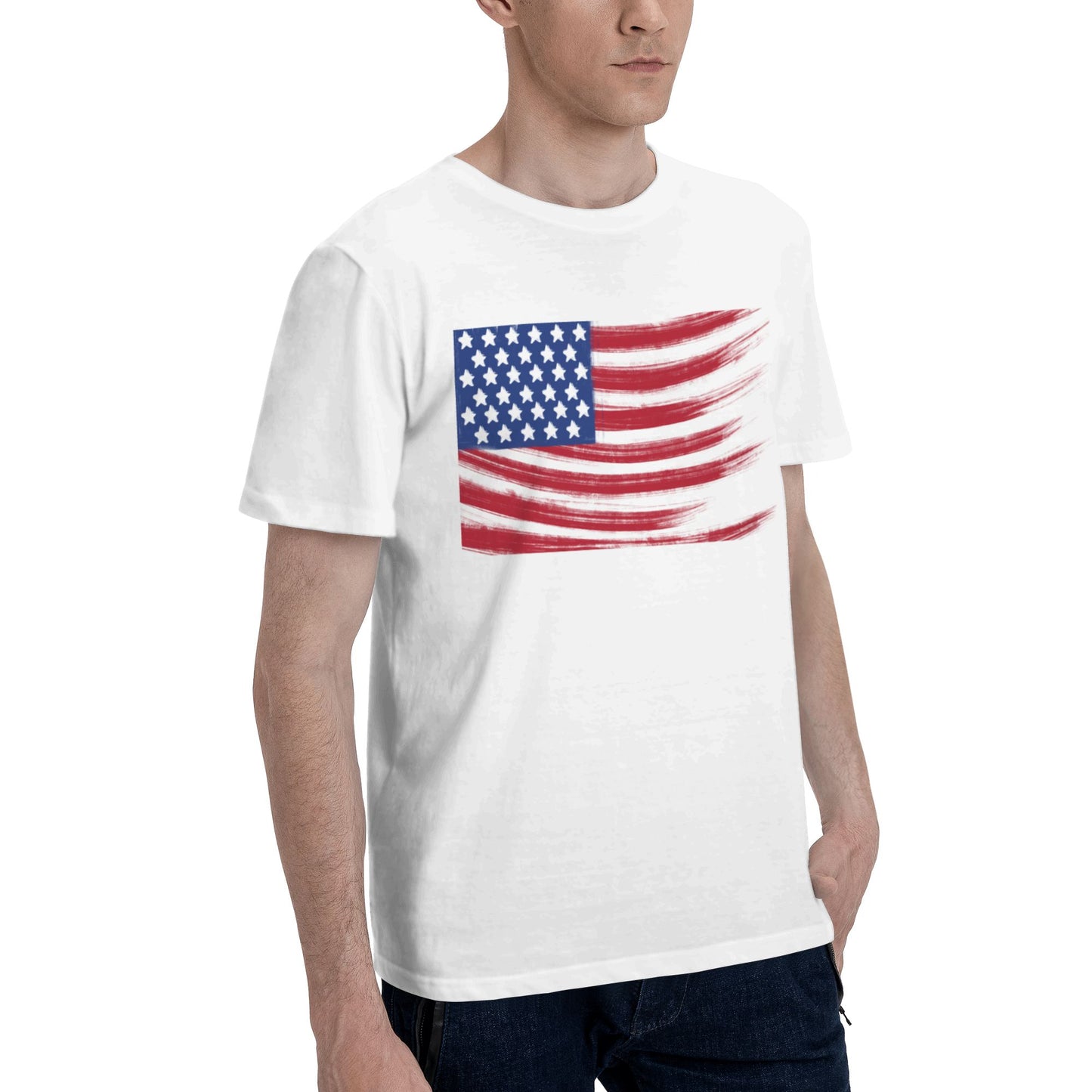 US Flag Short Sleeve Cotton T-Shirt For Men