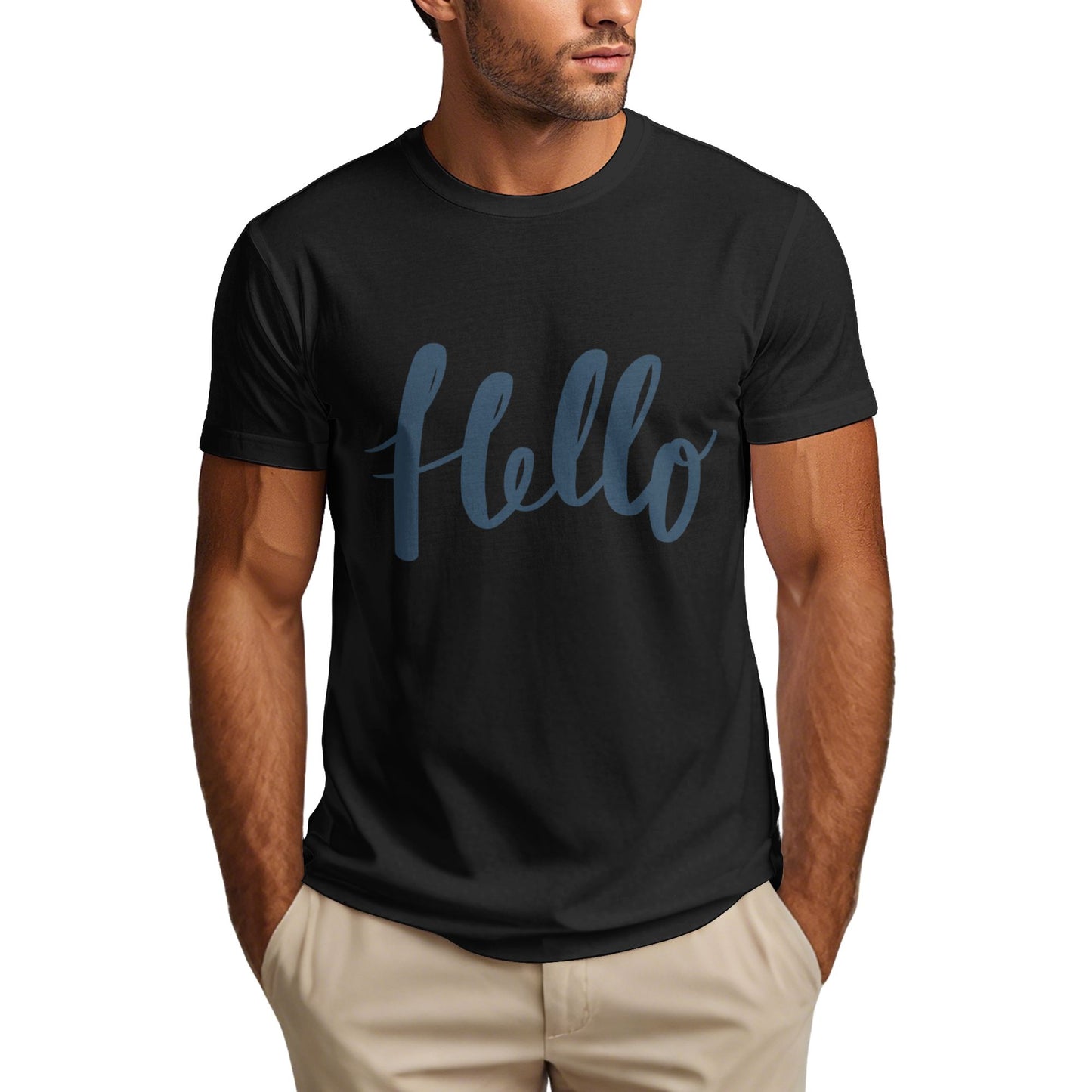 Hello Design Men's Short Sleeve Cotton T-Shirt