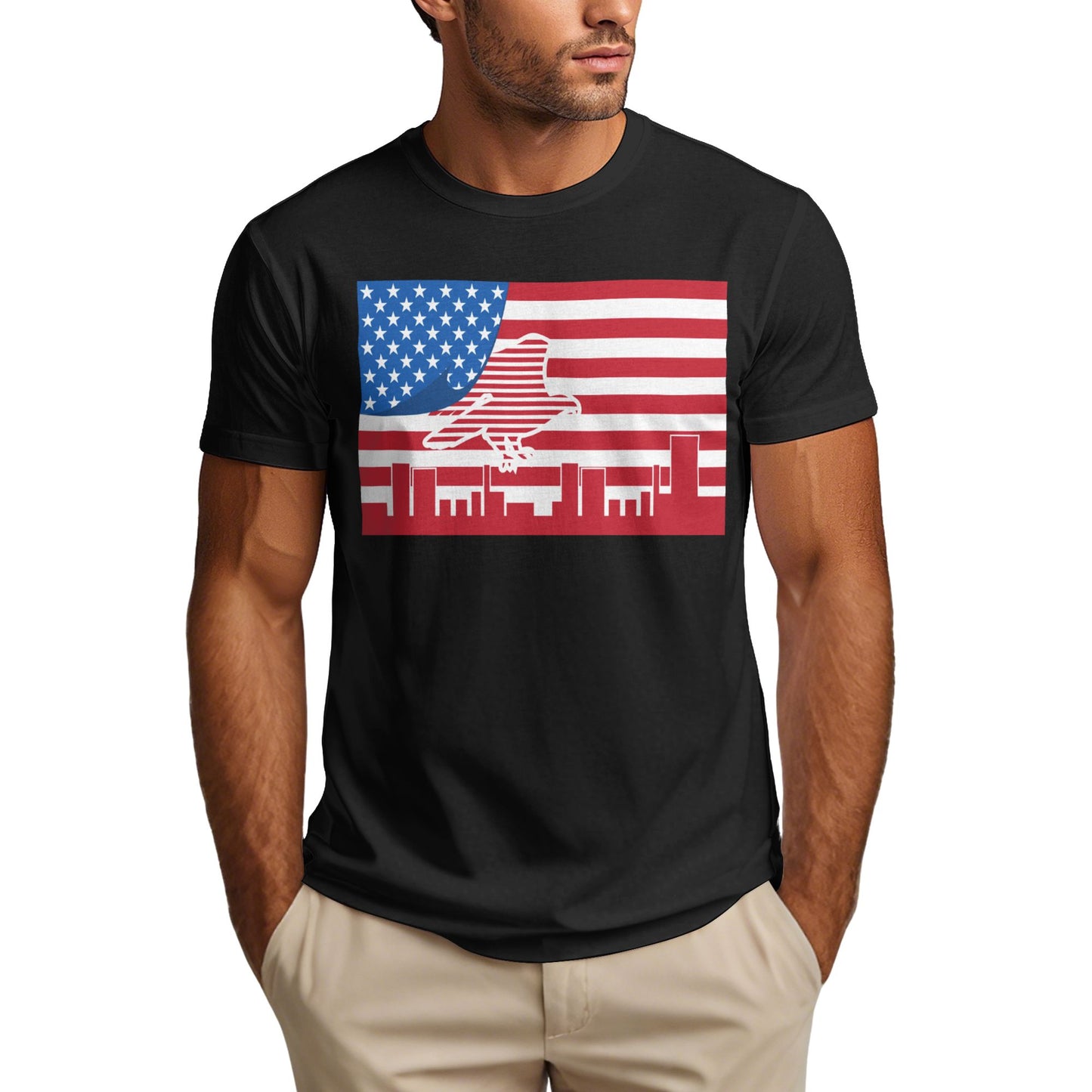 Flag Design Men's Short Sleeve Cotton T-Shirt
