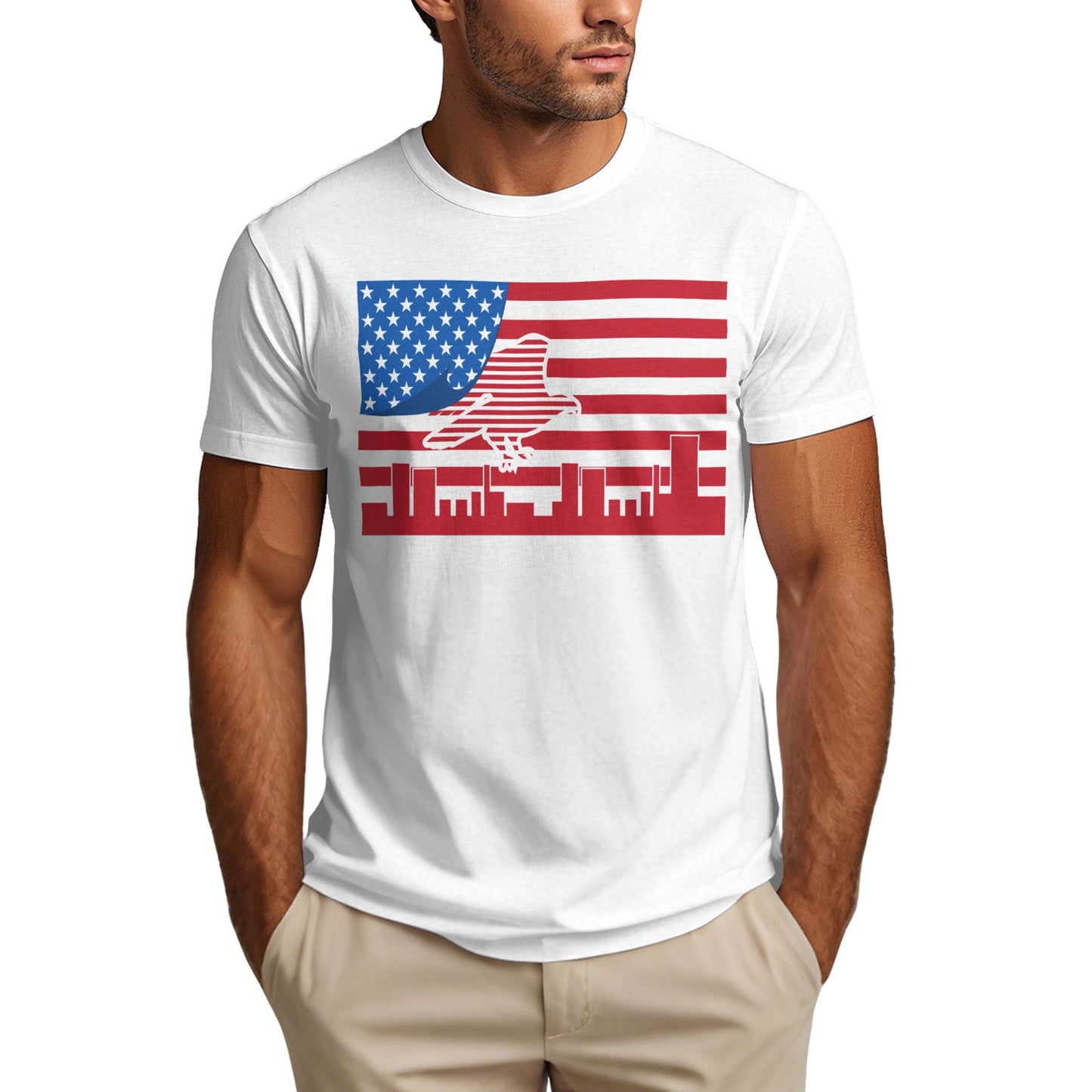 Flag Design Men's Short Sleeve Cotton T-Shirt