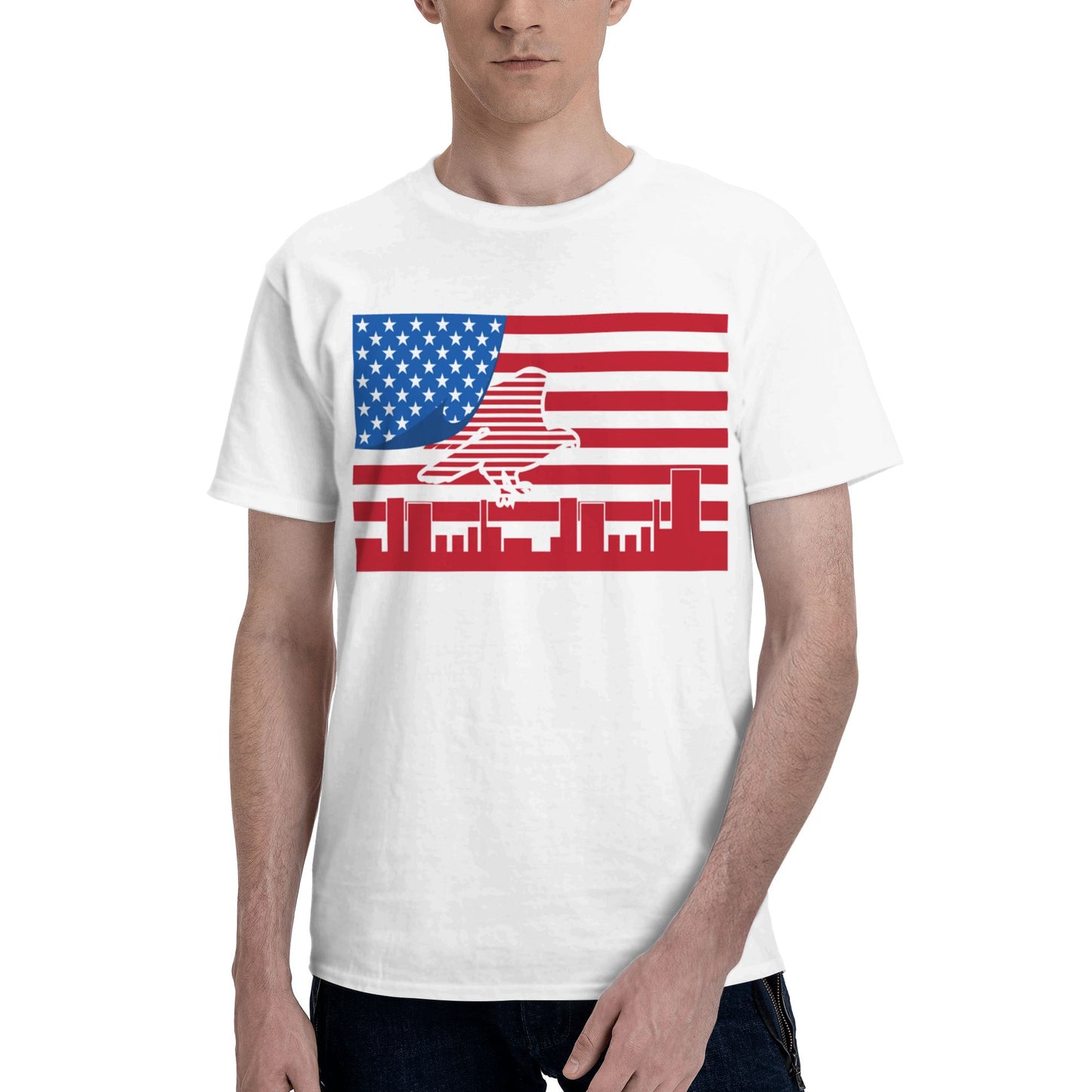 Flag Design Men's Short Sleeve Cotton T-Shirt
