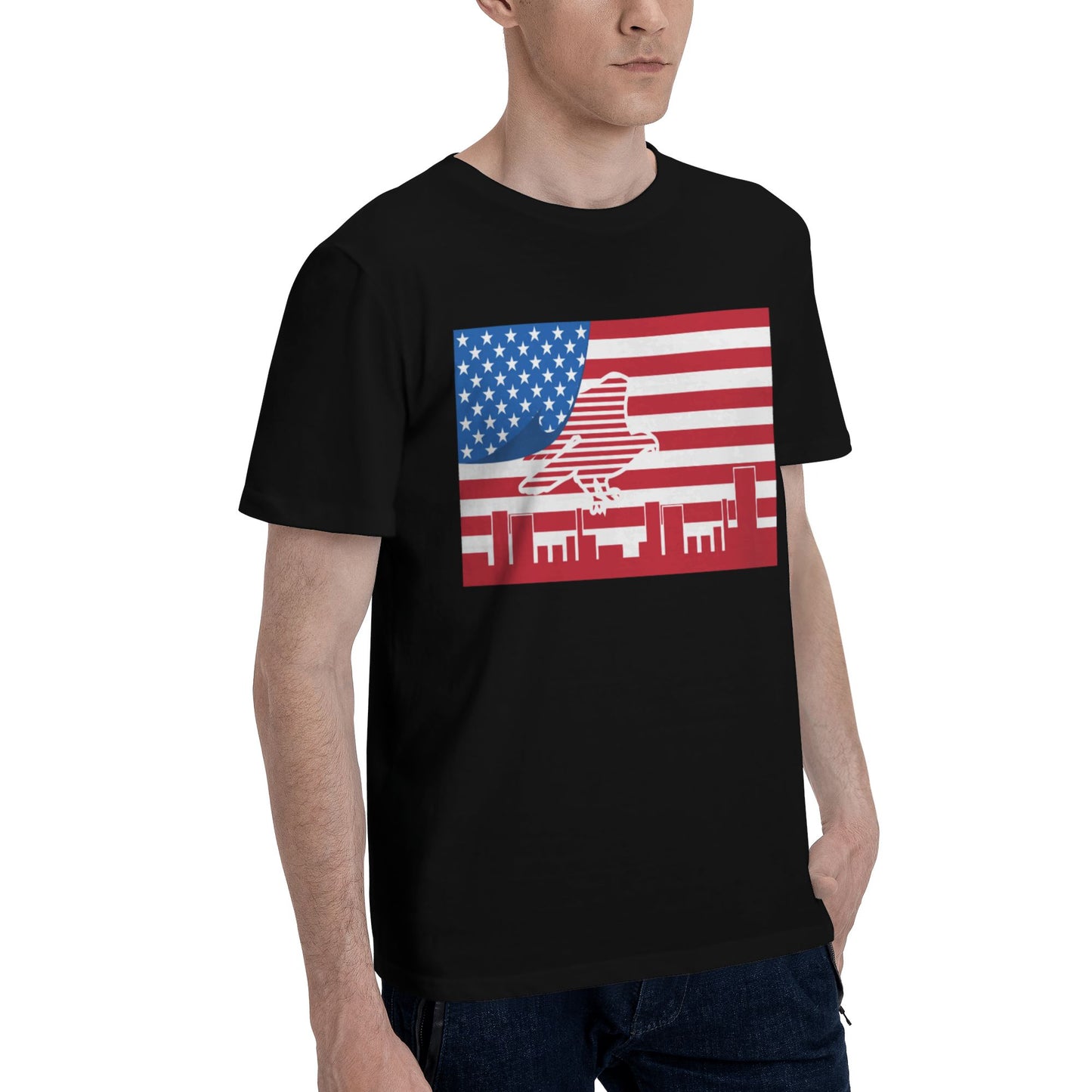 Flag Design Men's Short Sleeve Cotton T-Shirt
