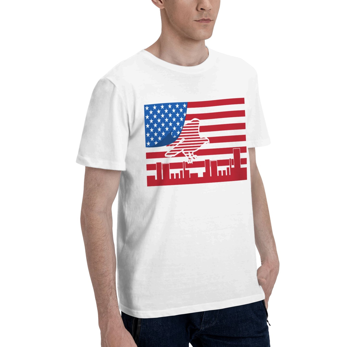 Flag Design Men's Short Sleeve Cotton T-Shirt