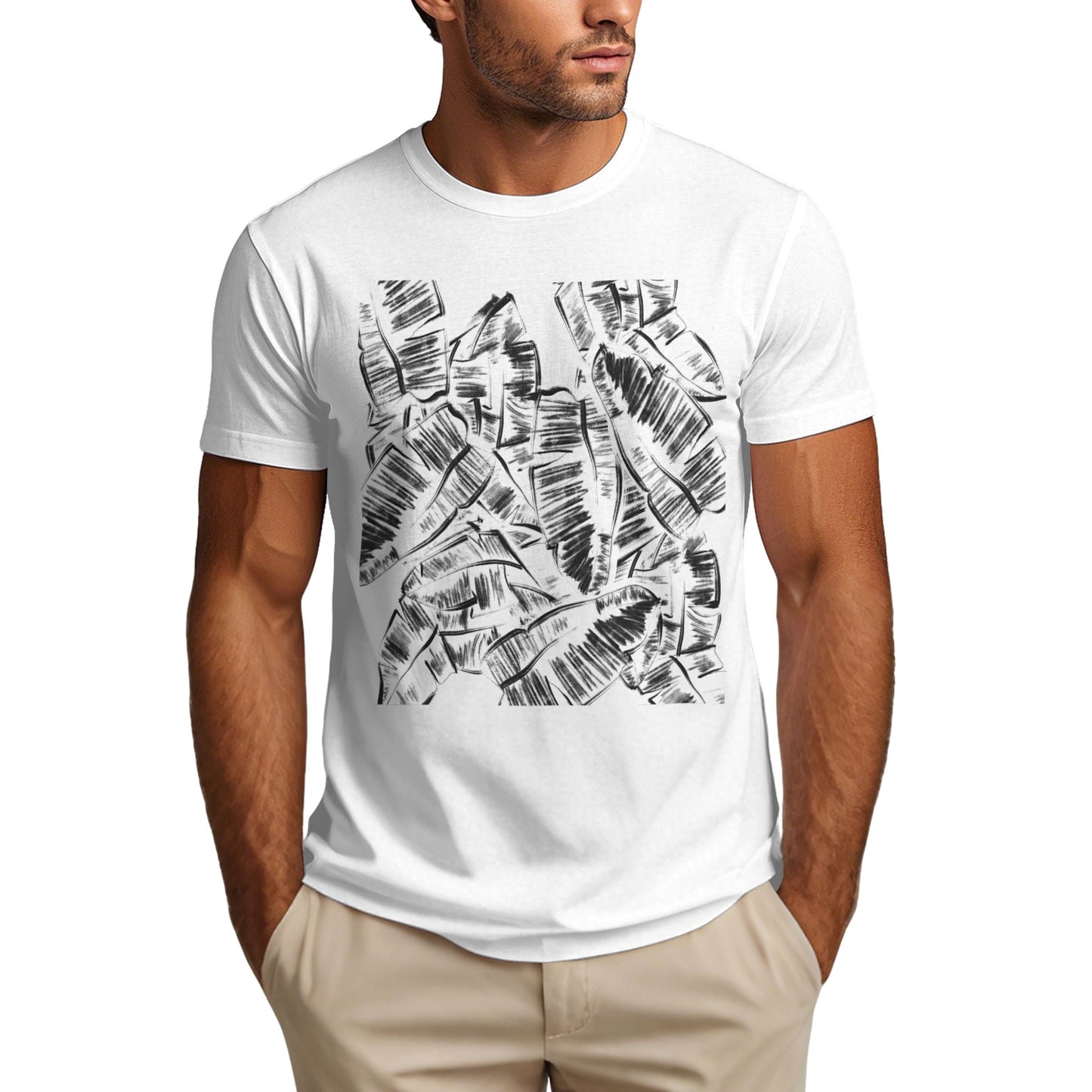 Leaves Short Sleeve Cotton T-Shirt For Men