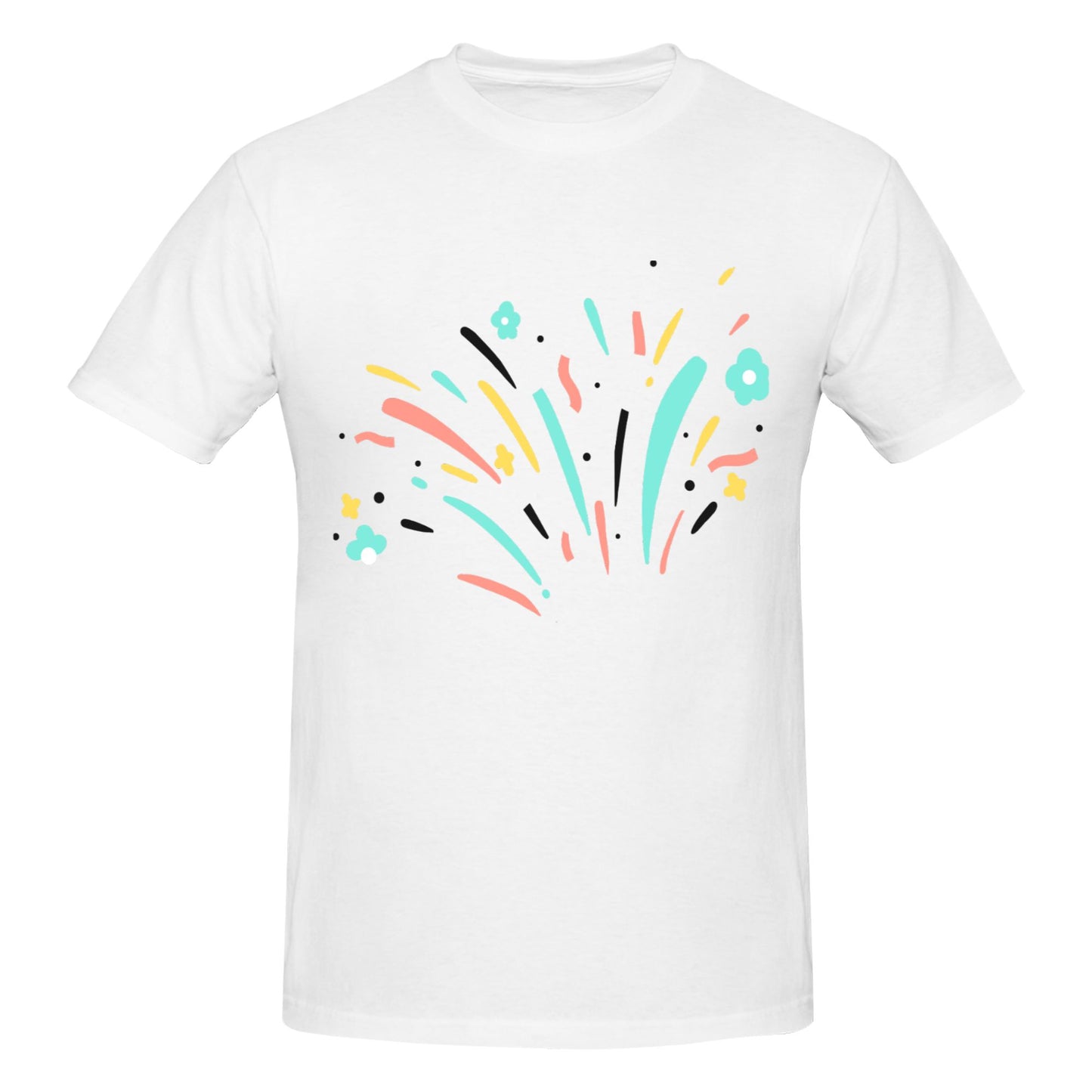 Fireworks Design Men's Short Sleeve Cotton T-Shirt