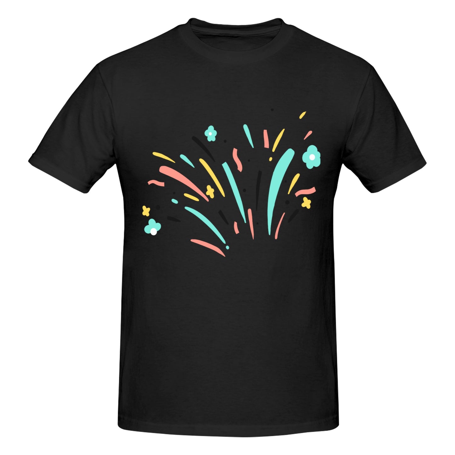 Fireworks Design Men's Short Sleeve Cotton T-Shirt