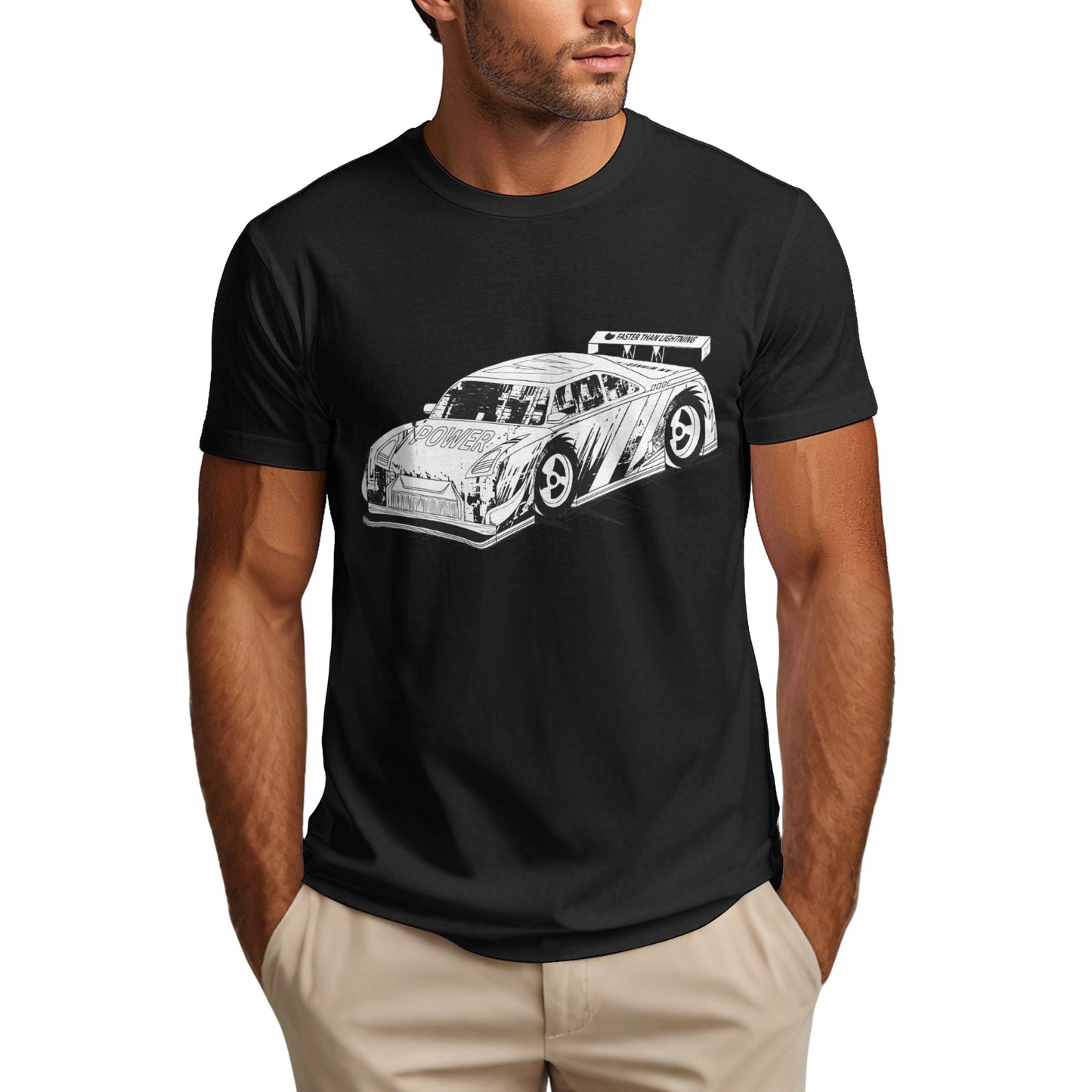 Racing Car Short Sleeve Cotton T-Shirt For Men
