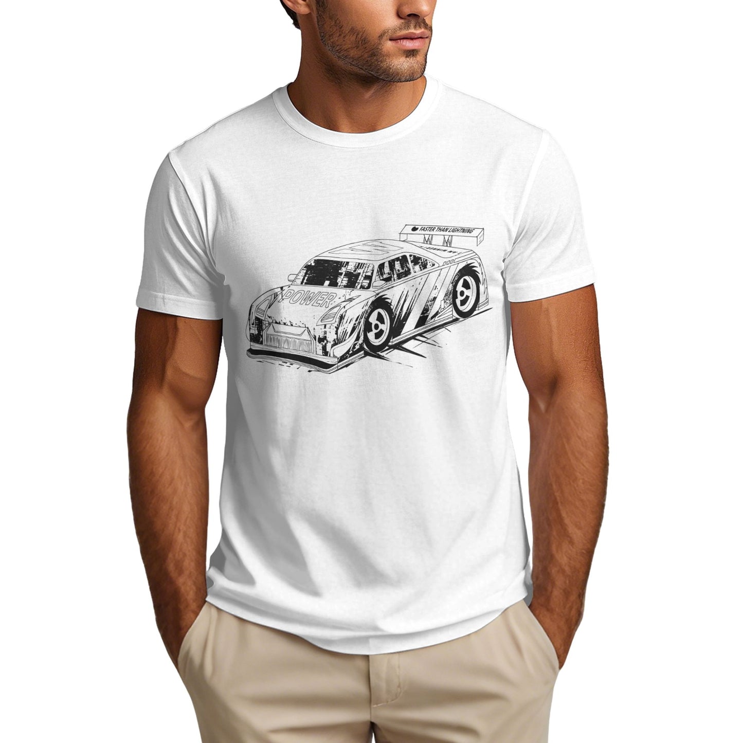 Racing Car Short Sleeve Cotton T-Shirt For Men
