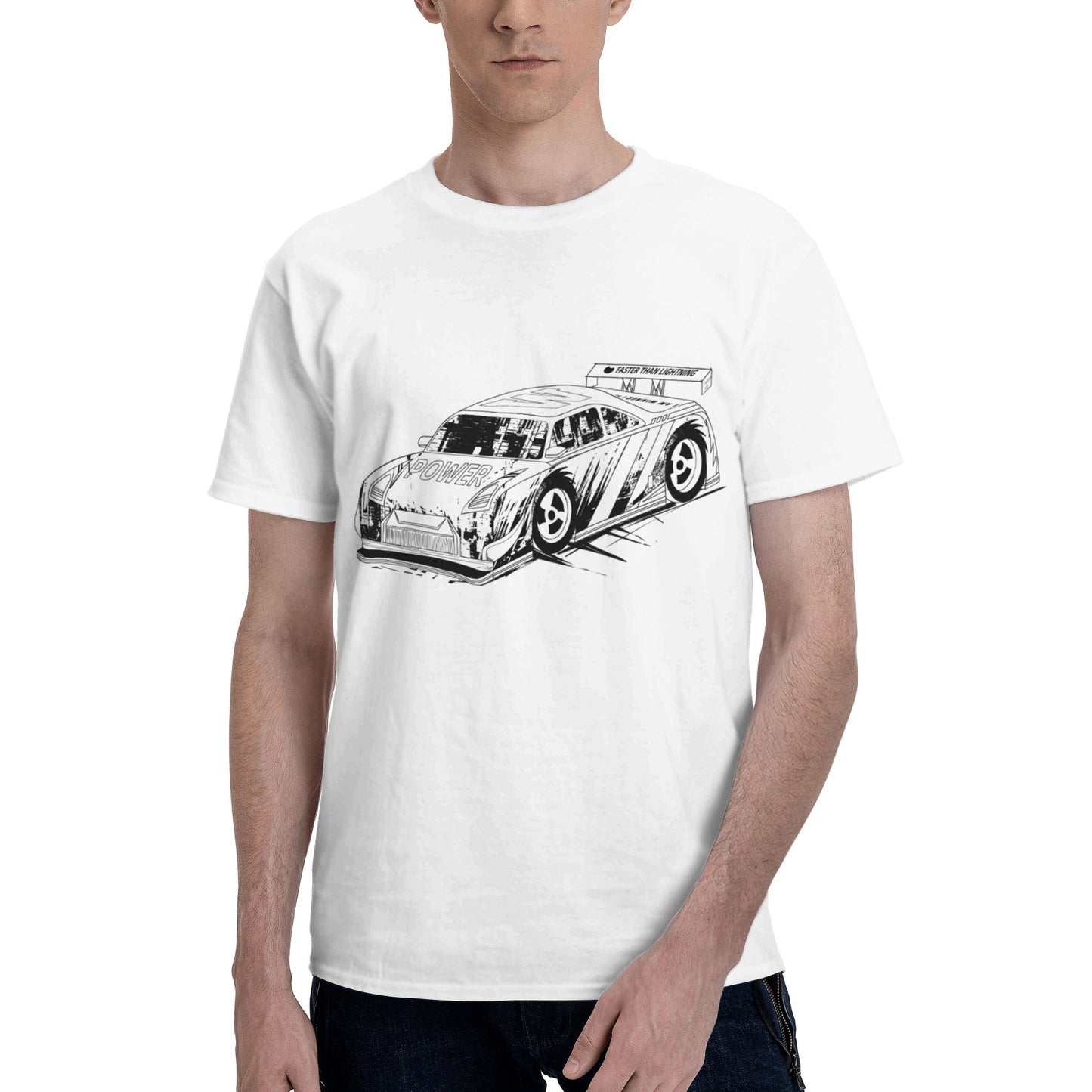 Racing Car Short Sleeve Cotton T-Shirt For Men