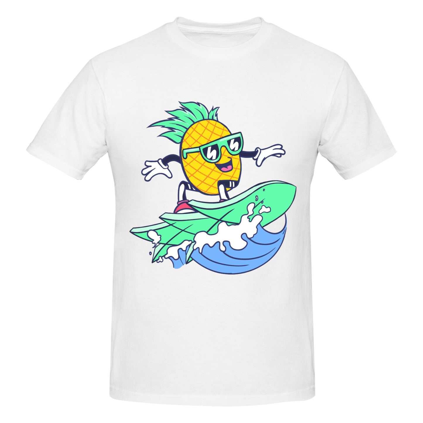 Surfing Pineapple Short Sleeve Cotton T-Shirt For Men