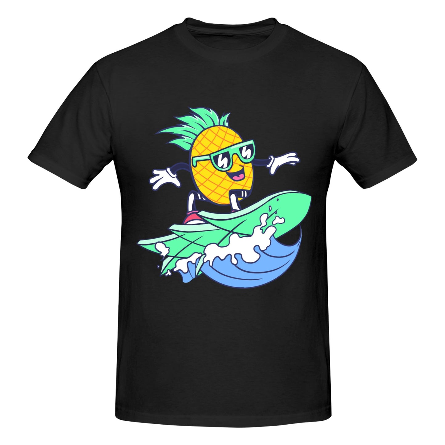 Surfing Pineapple Short Sleeve Cotton T-Shirt For Men