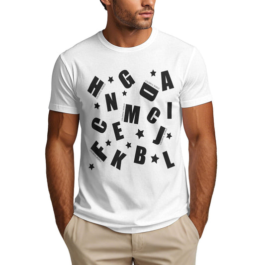 Letters Design Short Sleeve Cotton T-Shirt For Men