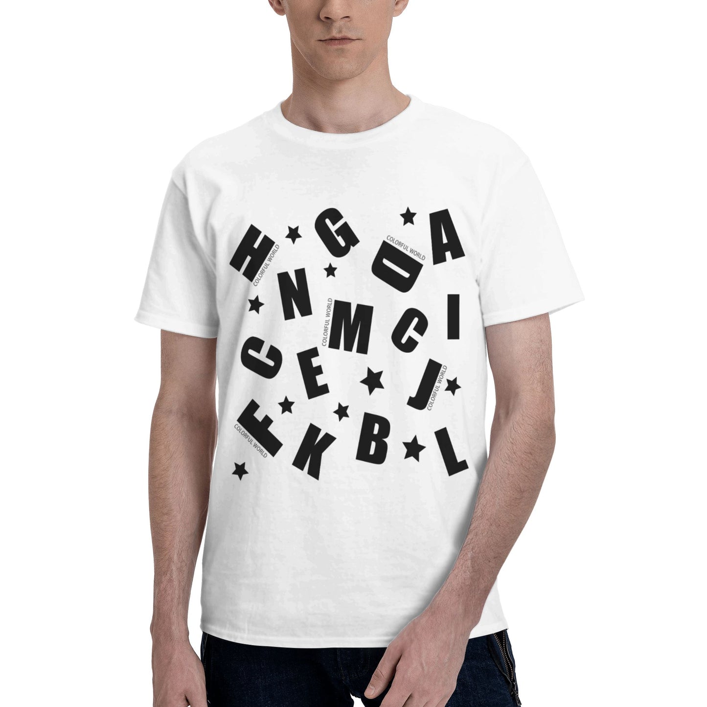 Letters Design Short Sleeve Cotton T-Shirt For Men