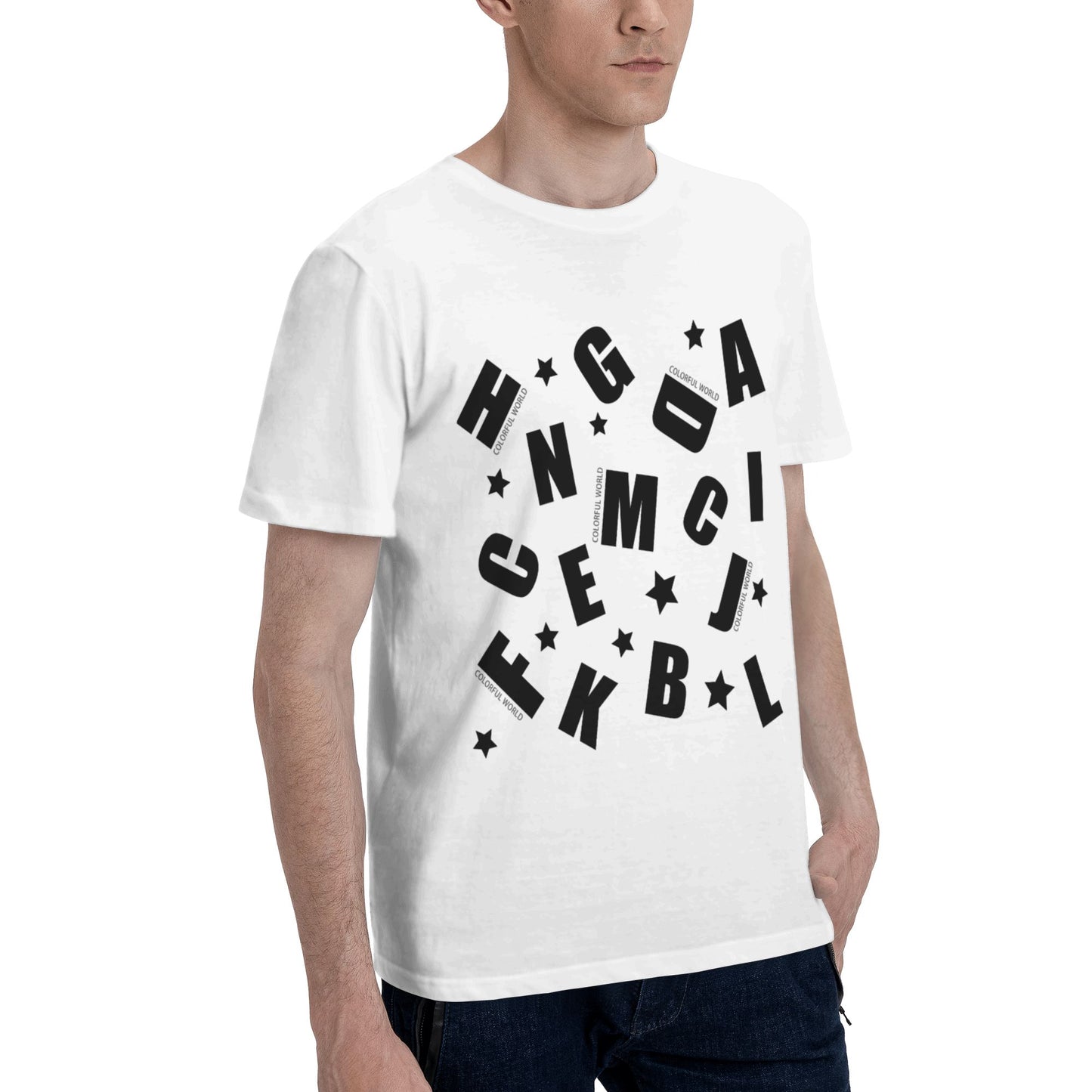 Letters Design Short Sleeve Cotton T-Shirt For Men