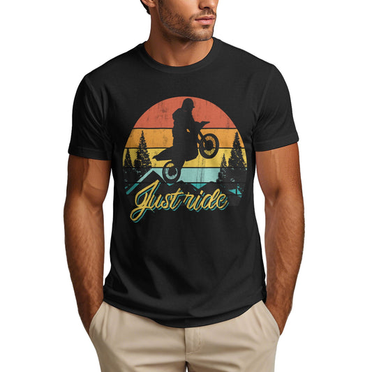 Motorcycle At Sunset Short Sleeve Cotton T-Shirt For Men