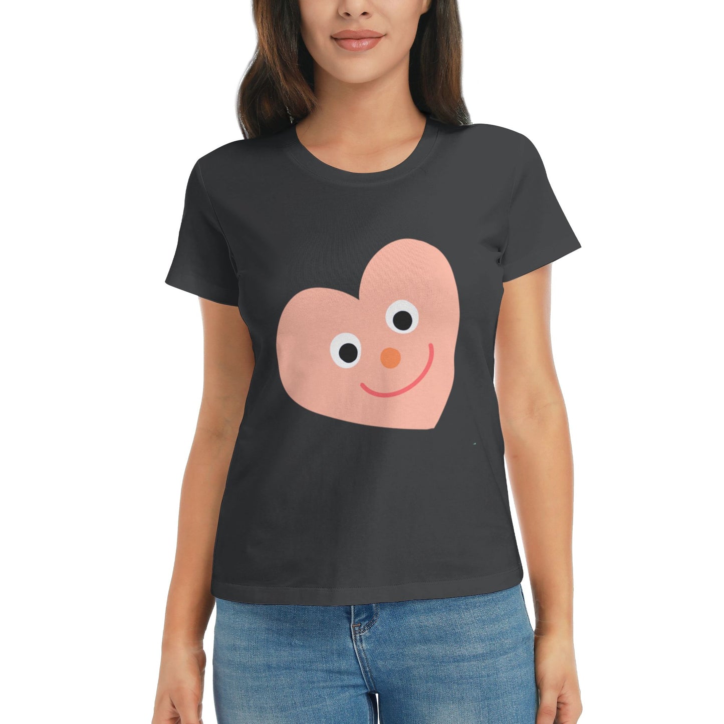 Pink Heart Women's Short Sleeve Cotton T-Shirt