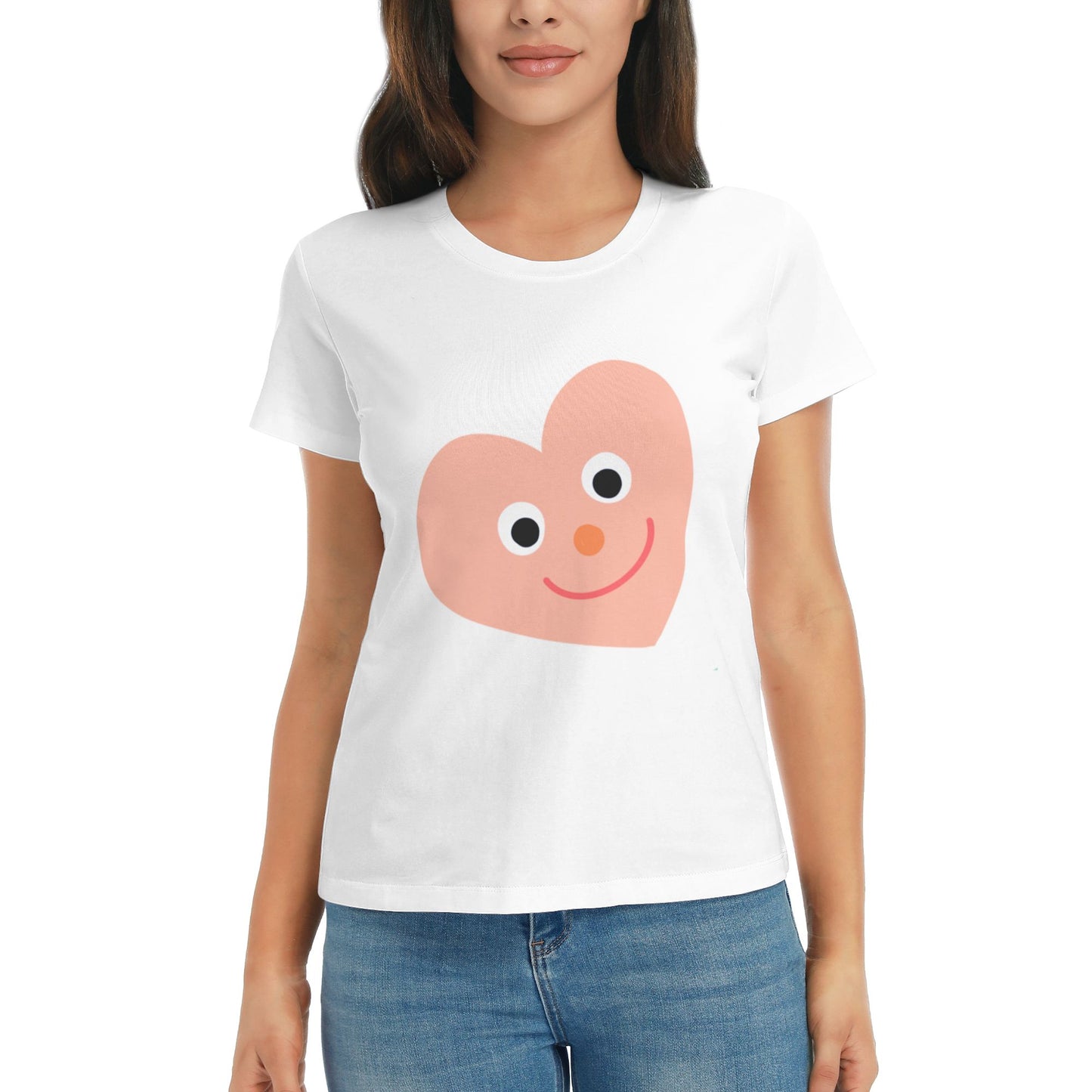 Pink Heart Women's Short Sleeve Cotton T-Shirt