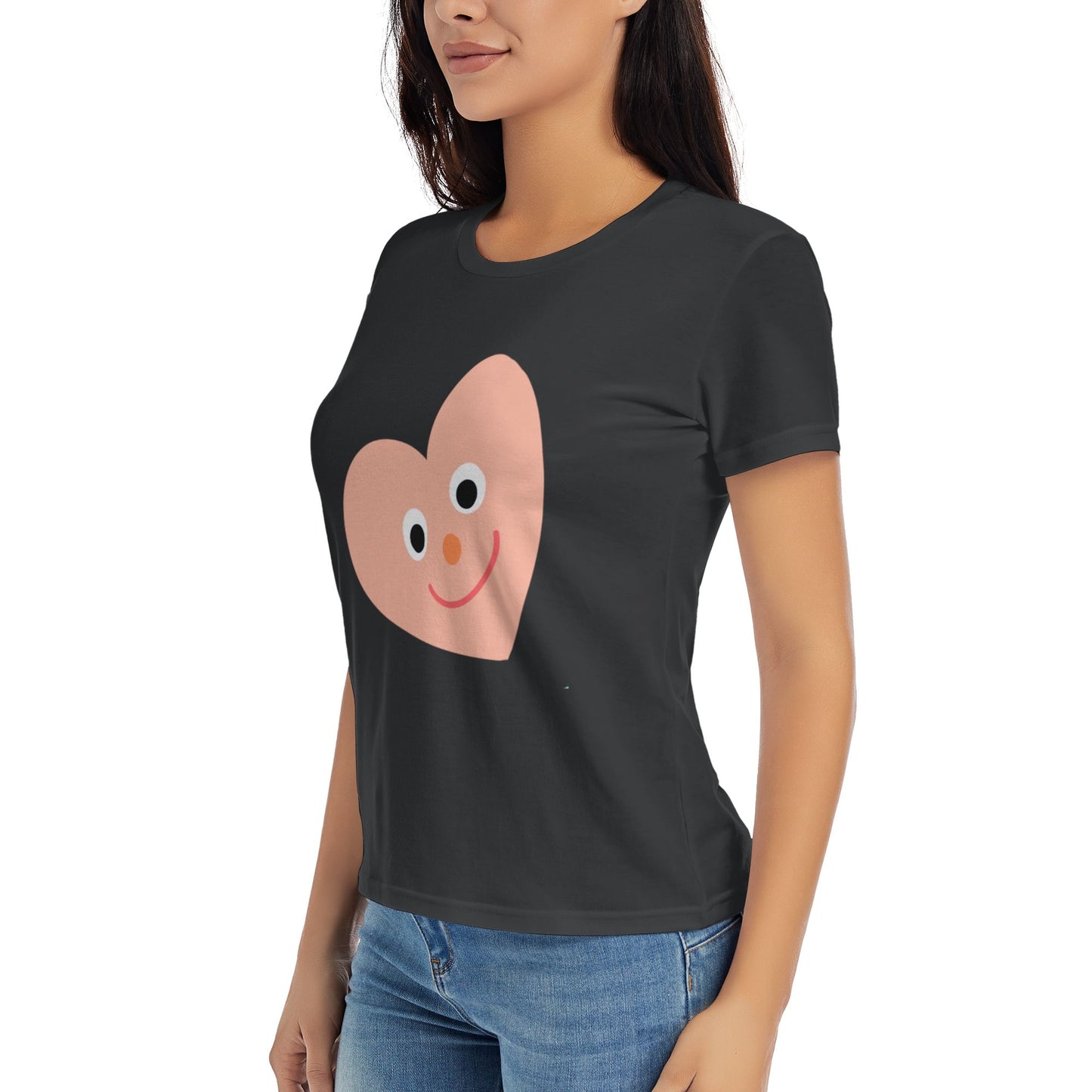 Pink Heart Women's Short Sleeve Cotton T-Shirt
