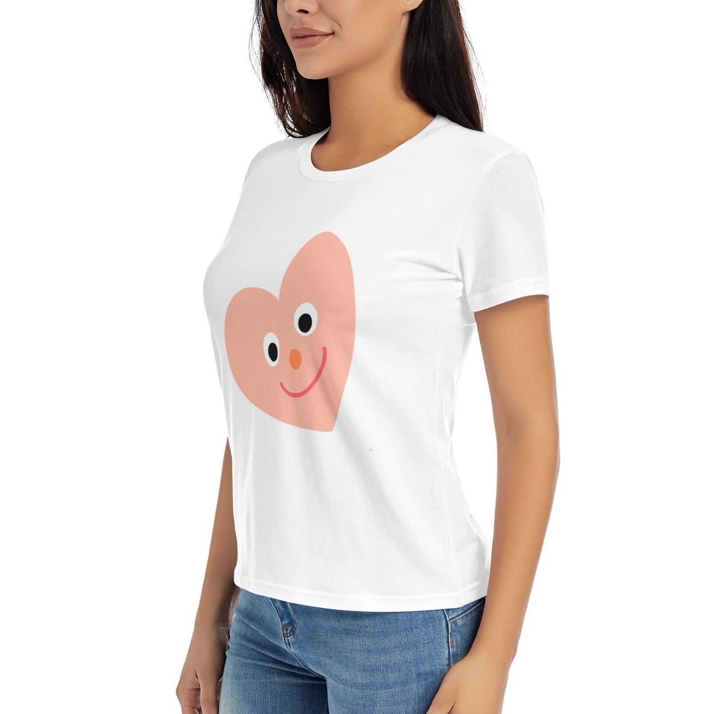 Pink Heart Women's Short Sleeve Cotton T-Shirt