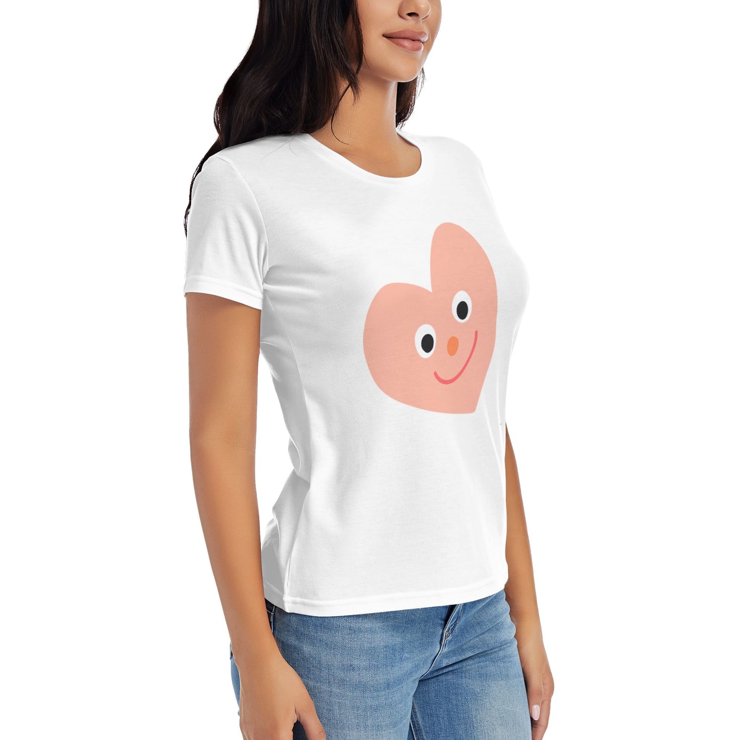 Pink Heart Women's Short Sleeve Cotton T-Shirt