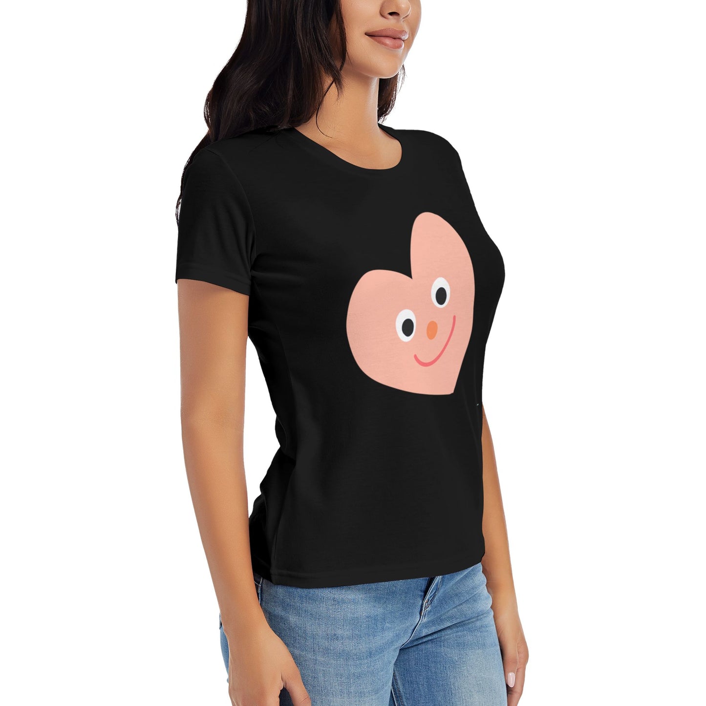Pink Heart Women's Short Sleeve Cotton T-Shirt
