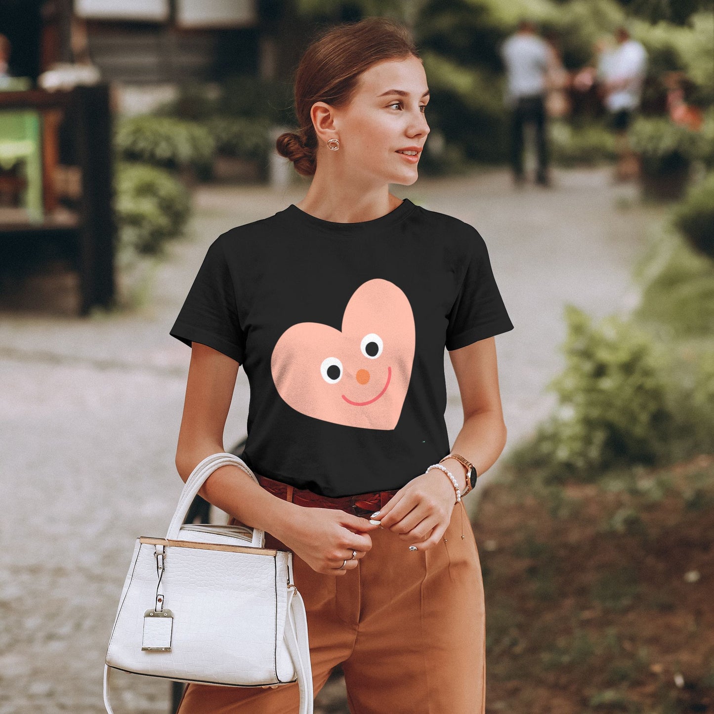 Pink Heart Women's Short Sleeve Cotton T-Shirt